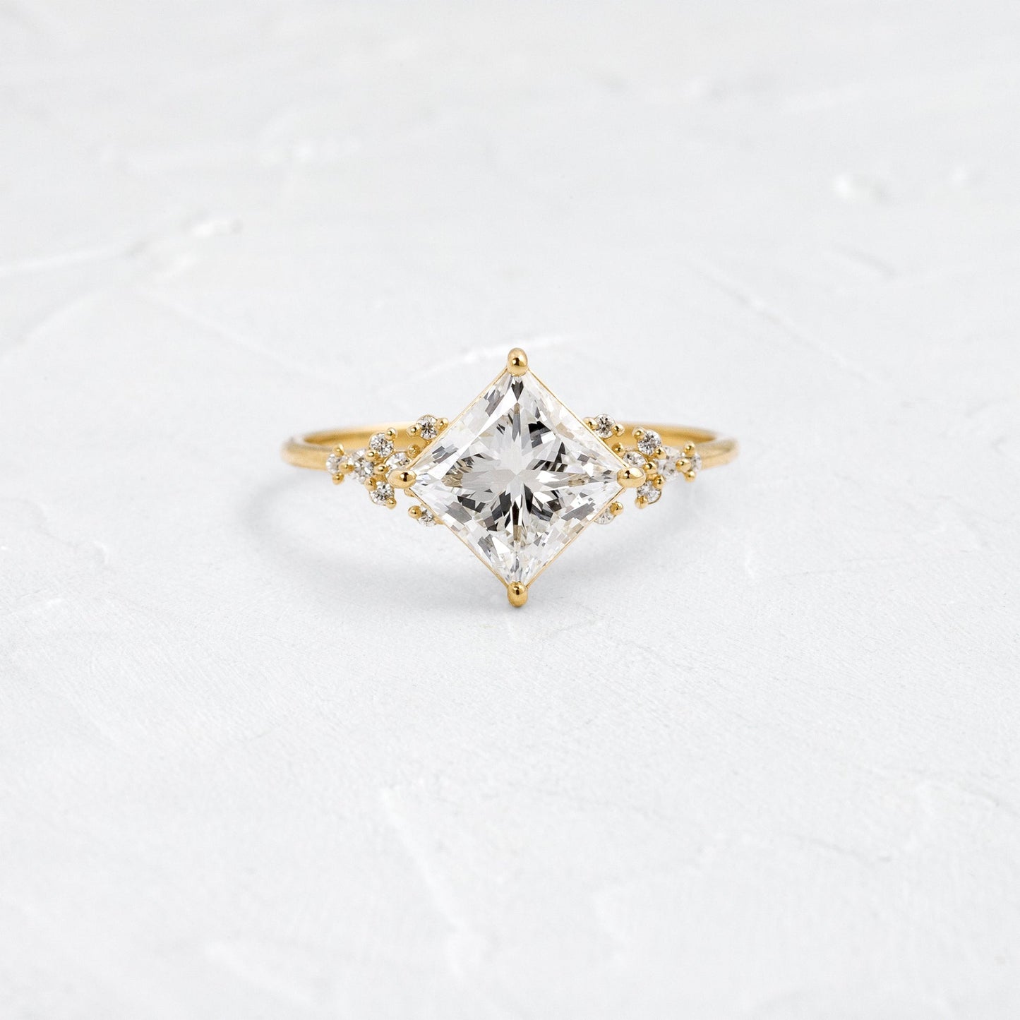 Cluster & Compass Style-Princess Lab Grown Diamond Engagement Ring - Front view