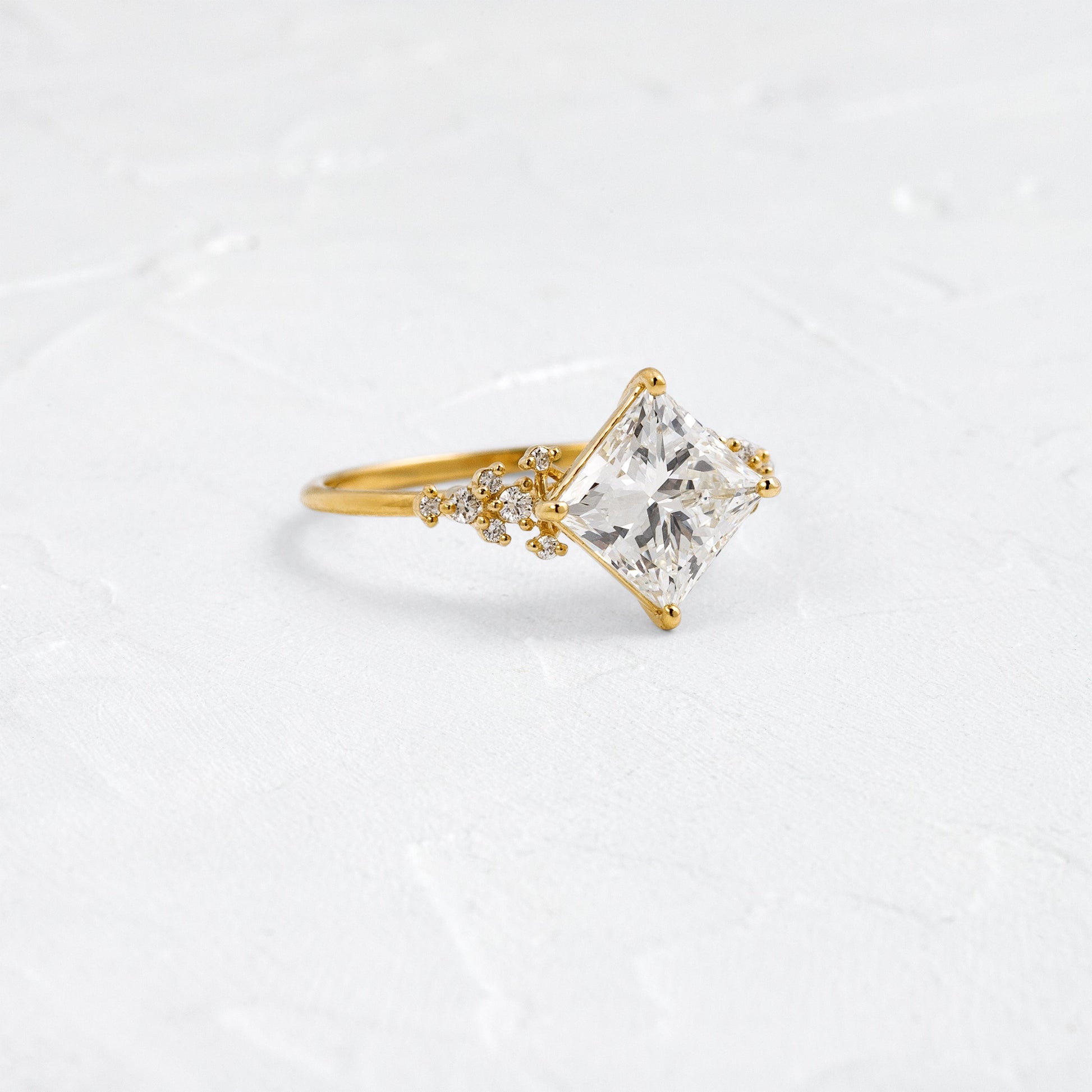 Cluster & Compass Style-Princess Lab Grown Diamond Engagement Ring - Front view