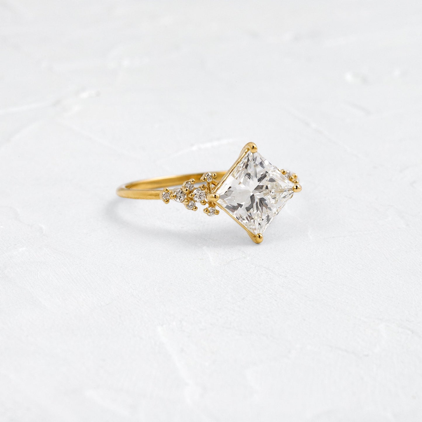 Cluster & Compass Style-Princess Lab Grown Diamond Engagement Ring - Front view