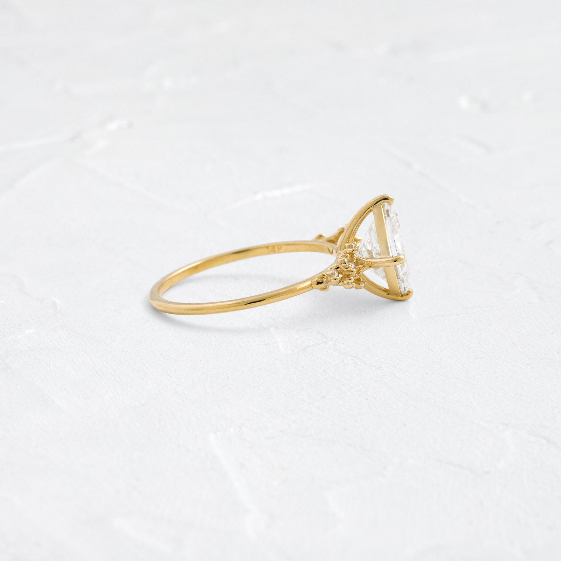Cluster & Compass Style-Princess Lab Grown Diamond Engagement Ring - Side view