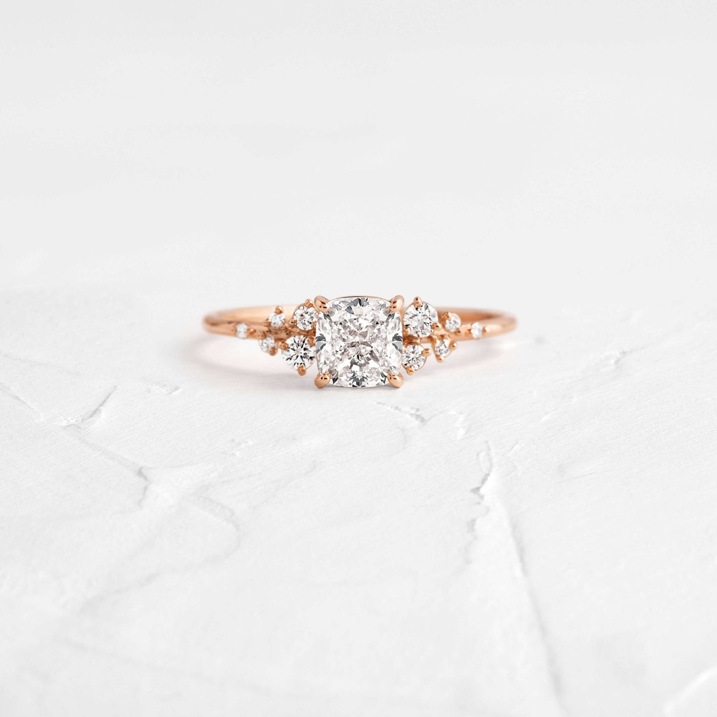 Cluster-Cushion Lab Grown Diamond Engagement Ring - Back view