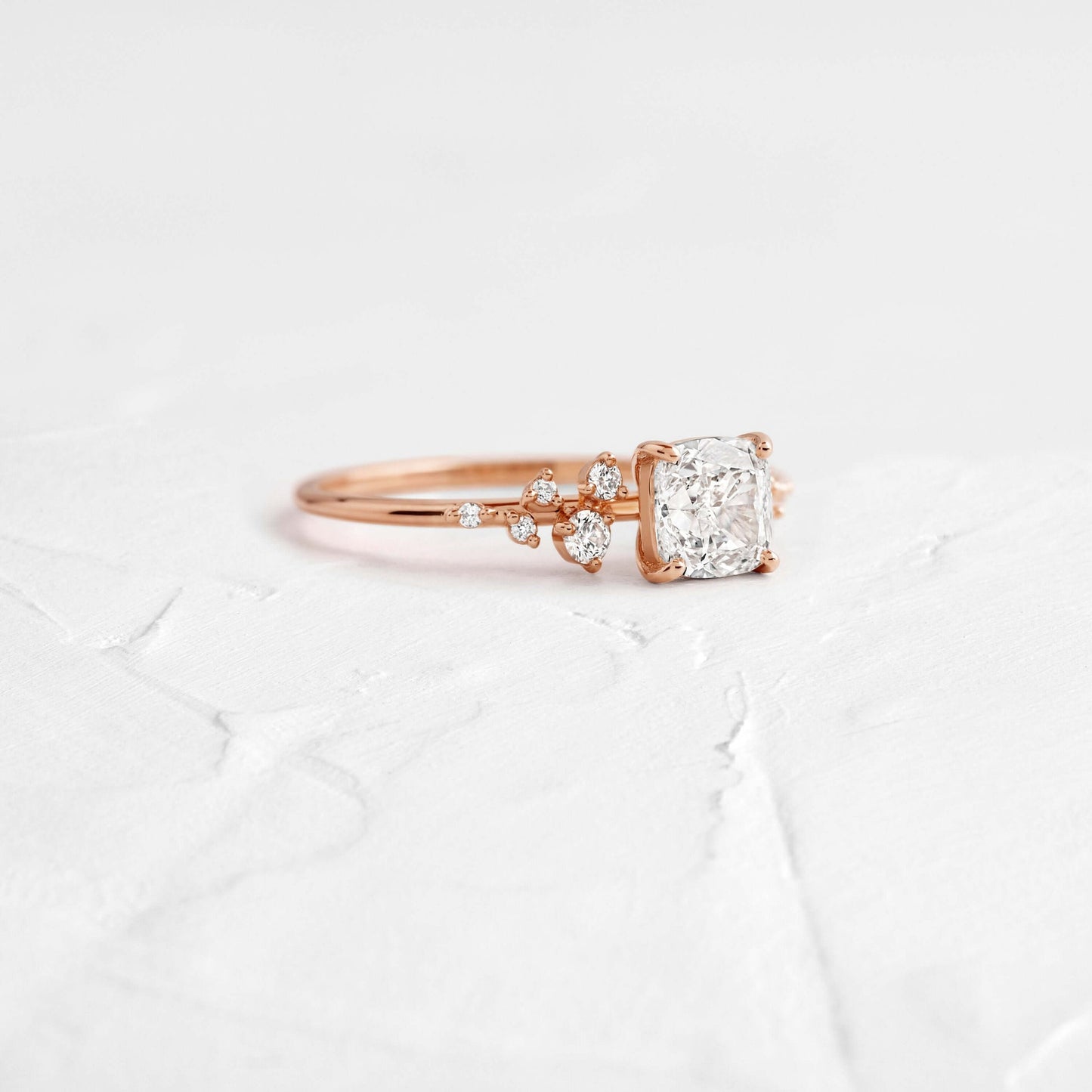 Cluster-Cushion Lab Grown Diamond Engagement Ring - Detail view