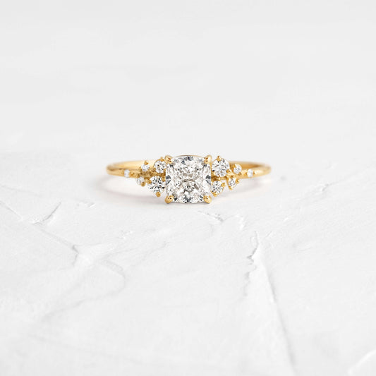 Cluster-Cushion Lab Grown Diamond Engagement Ring - Front view