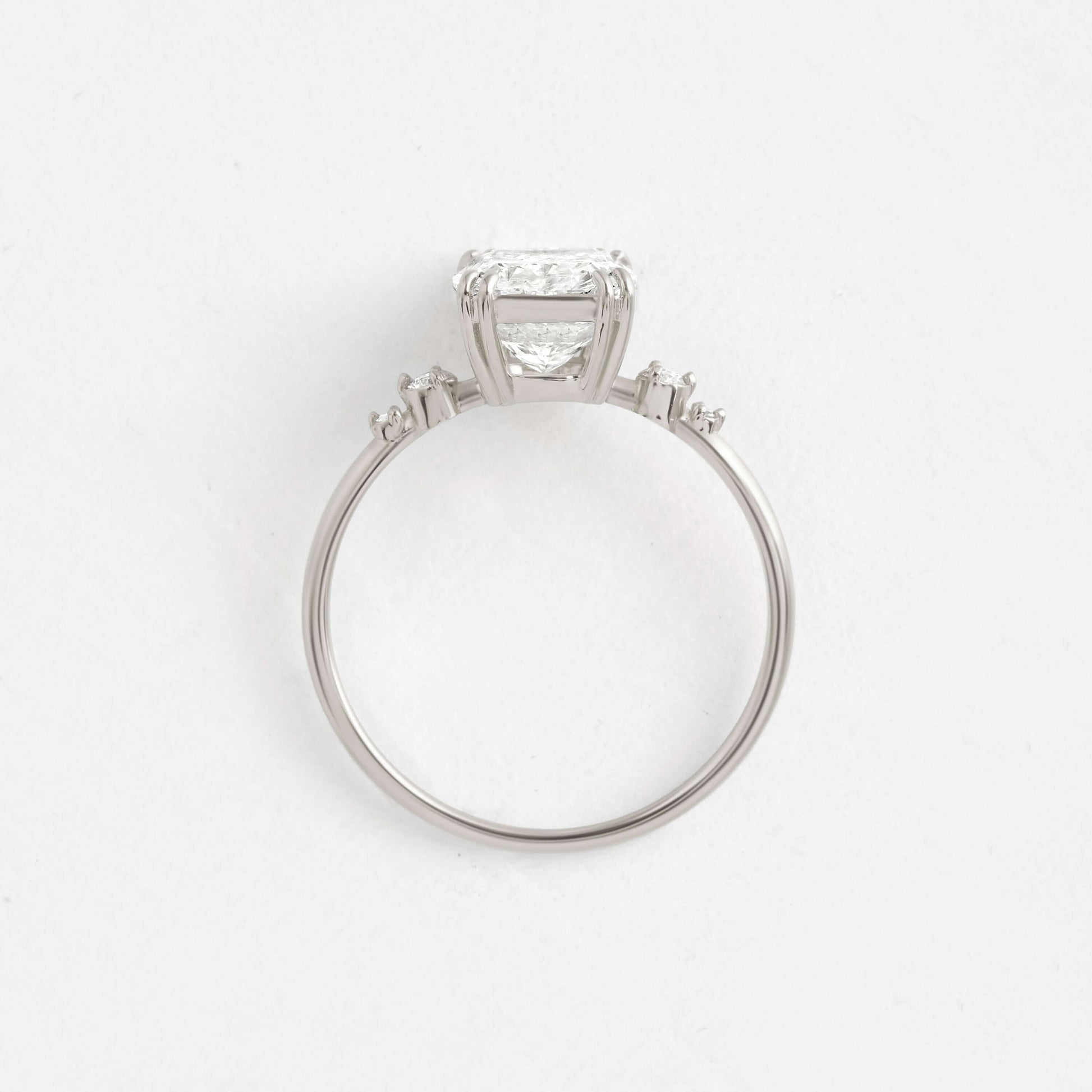 Cluster-Cushion Lab Grown Diamond Engagement Ring - Back view