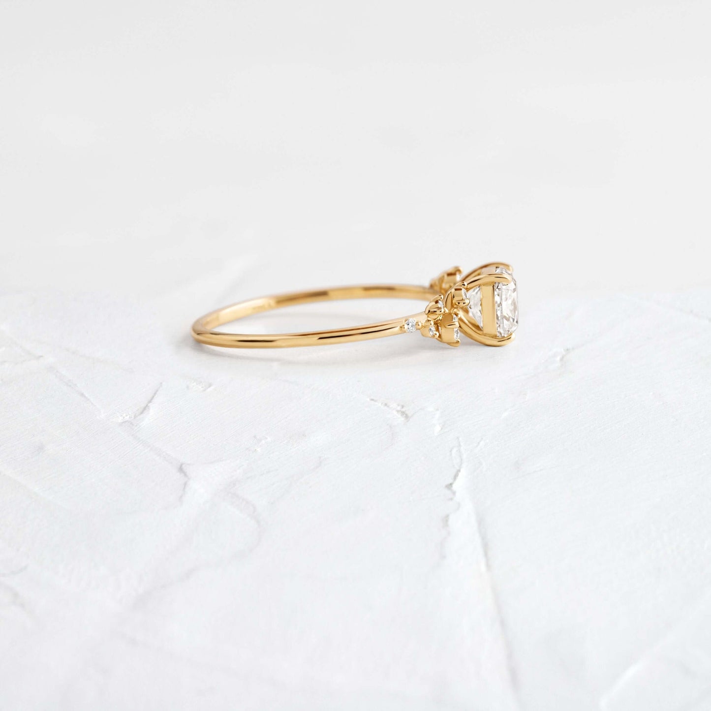 Cluster-Cushion Lab Grown Diamond Engagement Ring - Side view