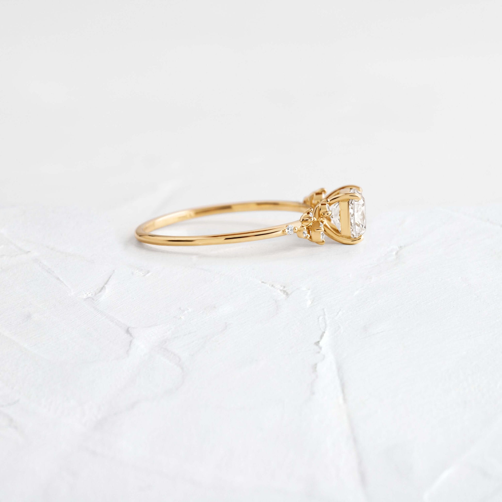 Cluster-Cushion Lab Grown Diamond Engagement Ring - Side view