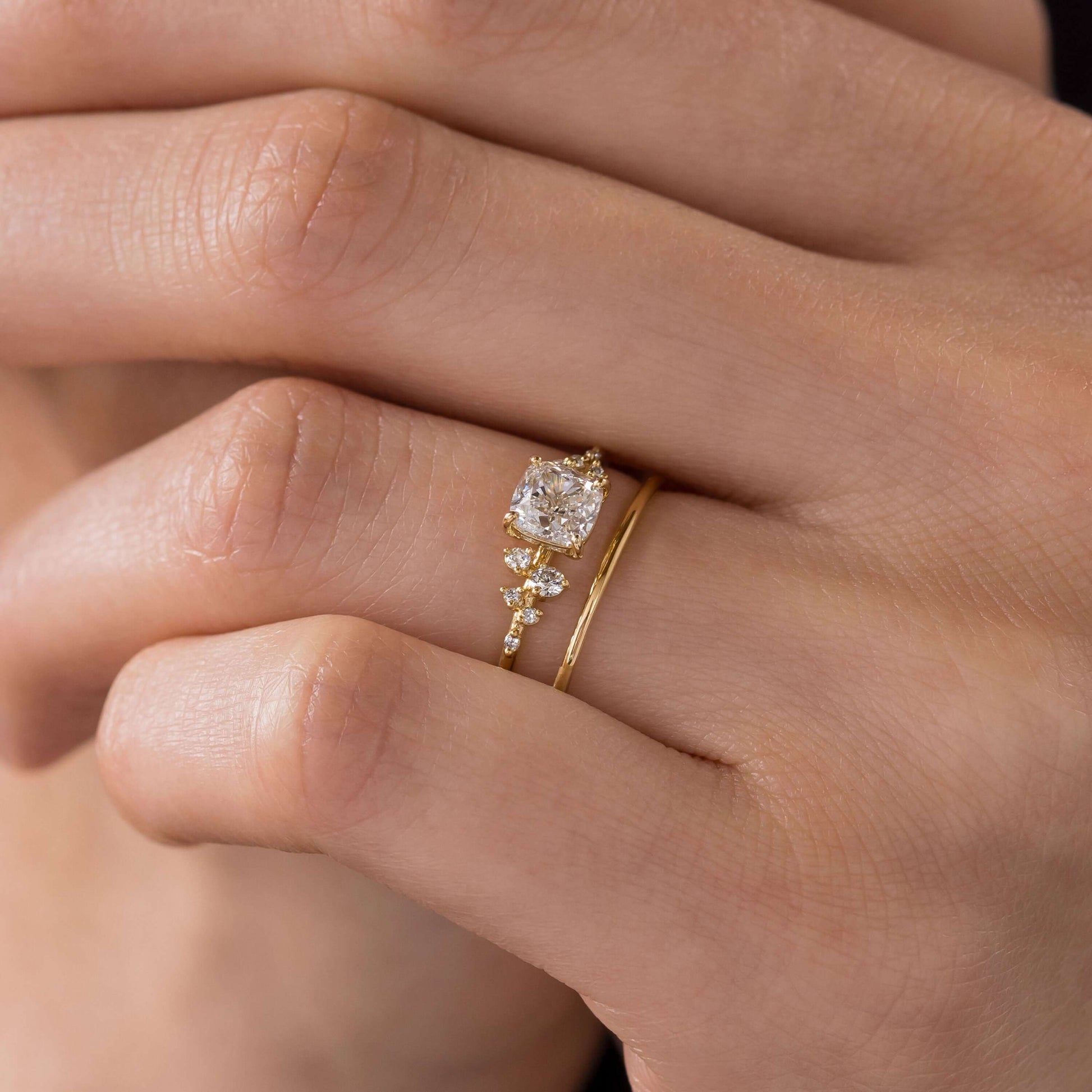 Cluster-Cushion Lab Grown Diamond Engagement Ring - Back view