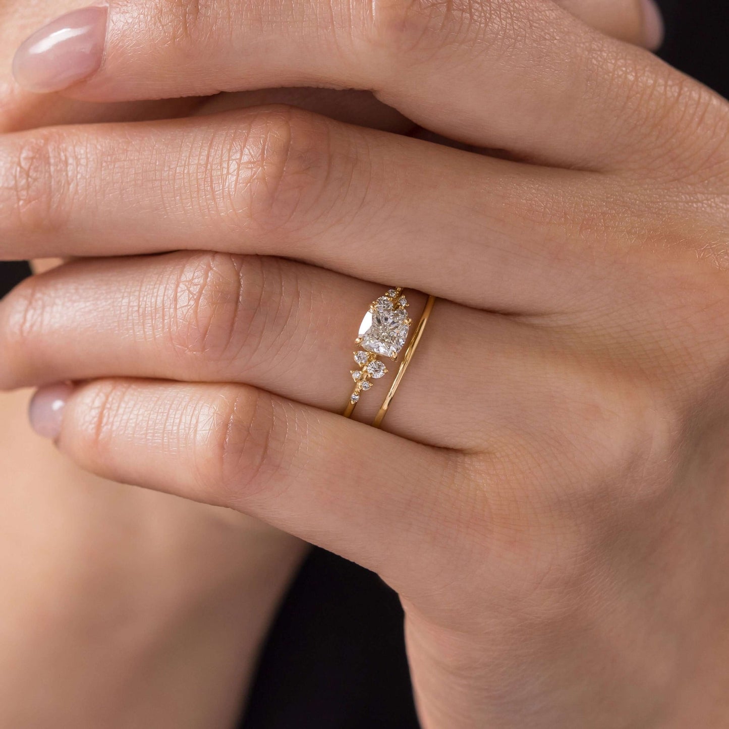 Cluster-Cushion Lab Grown Diamond Engagement Ring - Detail view