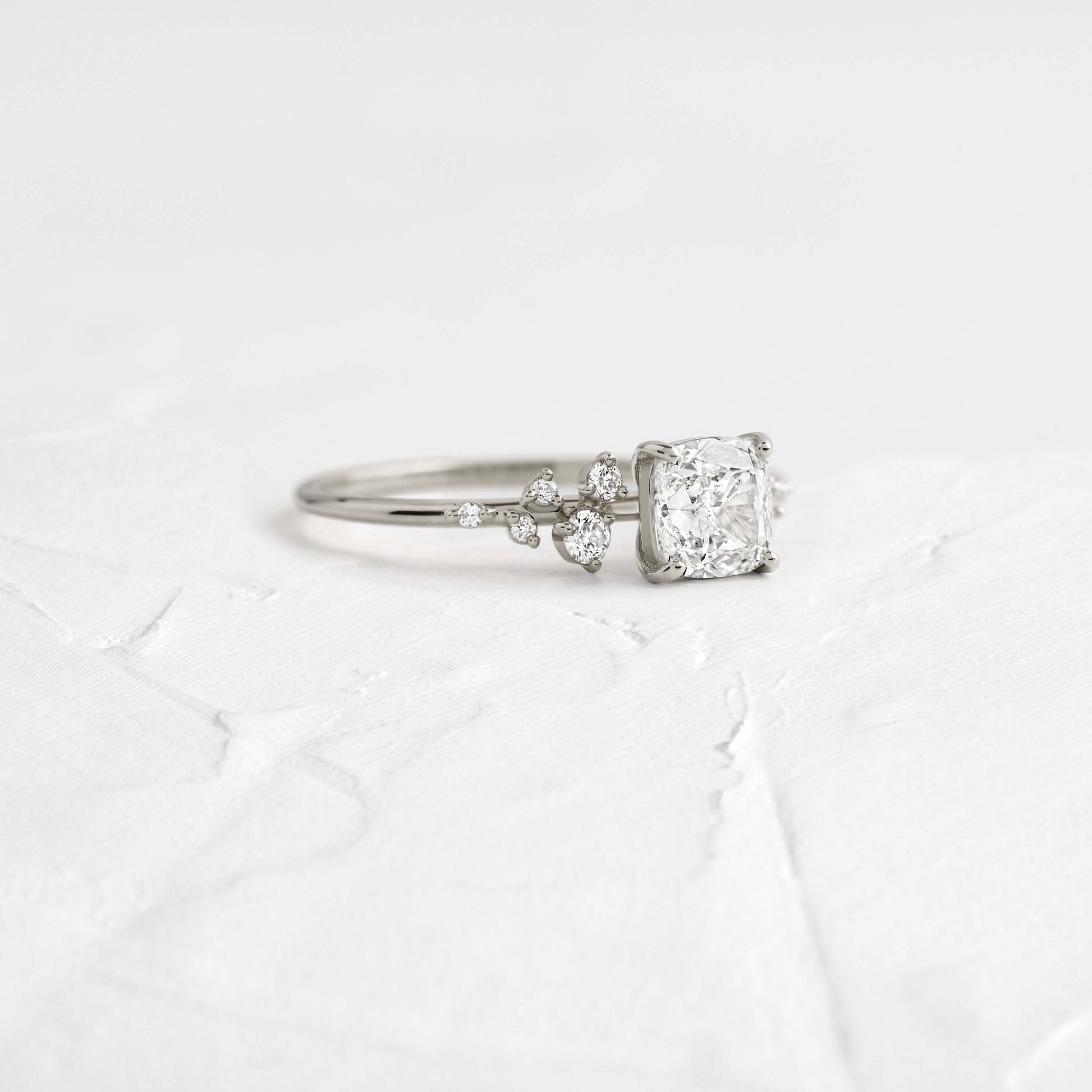 Cluster-Cushion Lab Grown Diamond Engagement Ring - Side view
