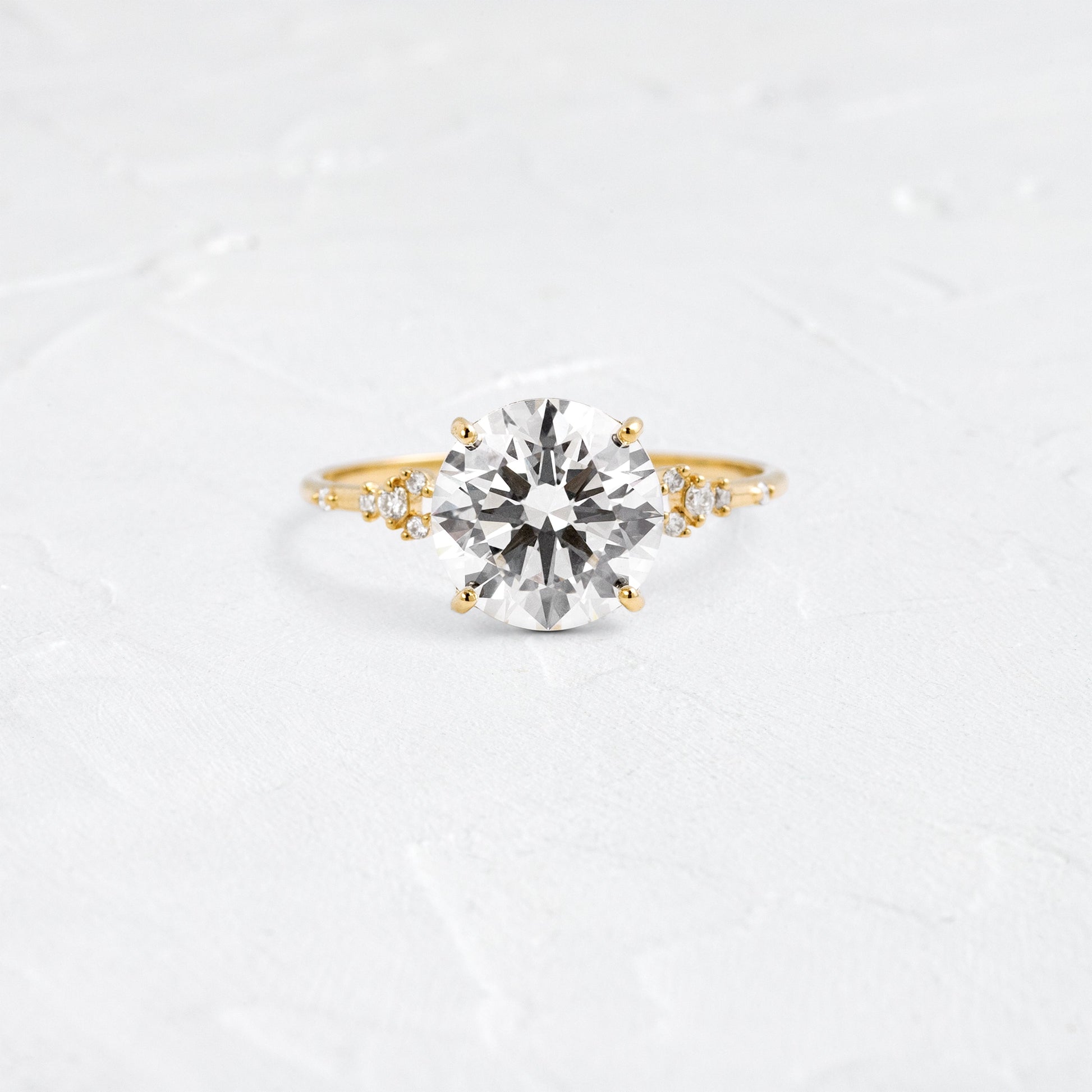 Cluster & Dainty Pave-Round Lab Grown Diamond Engagement Ring - Front view