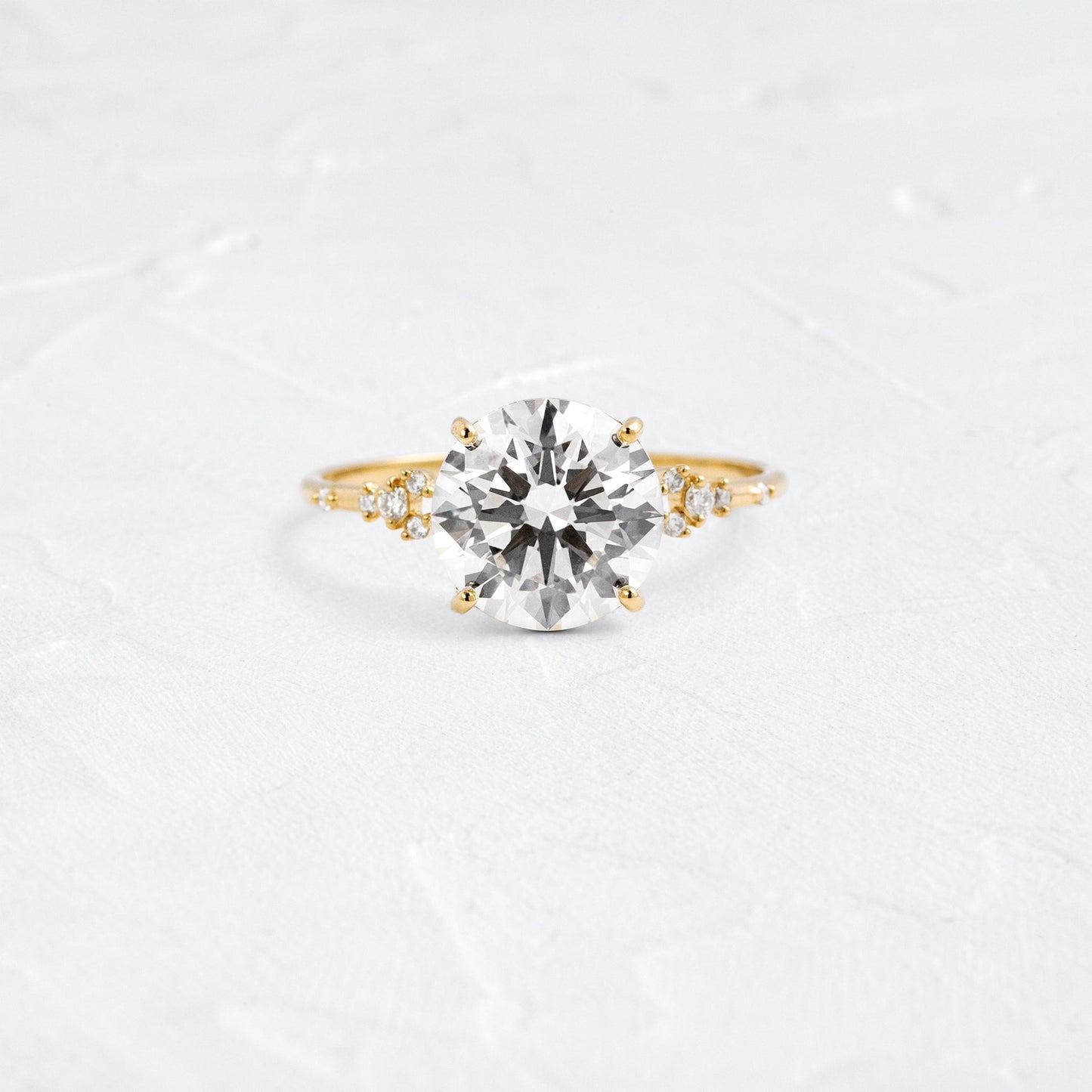 Cluster & Dainty Pave-Round Lab Grown Diamond Engagement Ring - Front view