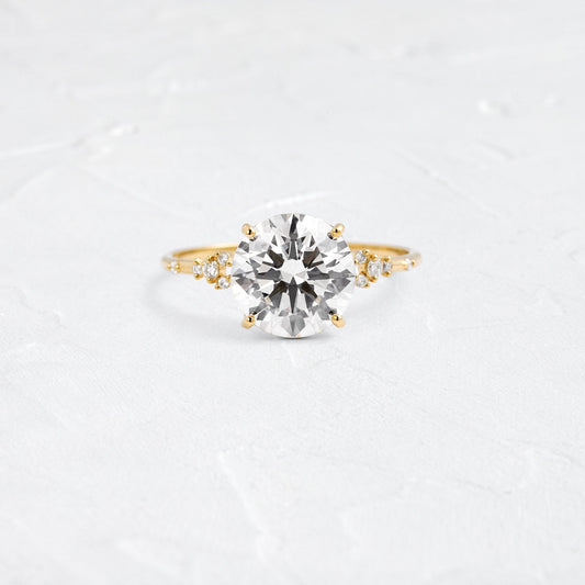 Cluster & Dainty Pave-Round Lab Grown Diamond Engagement Ring - Front view