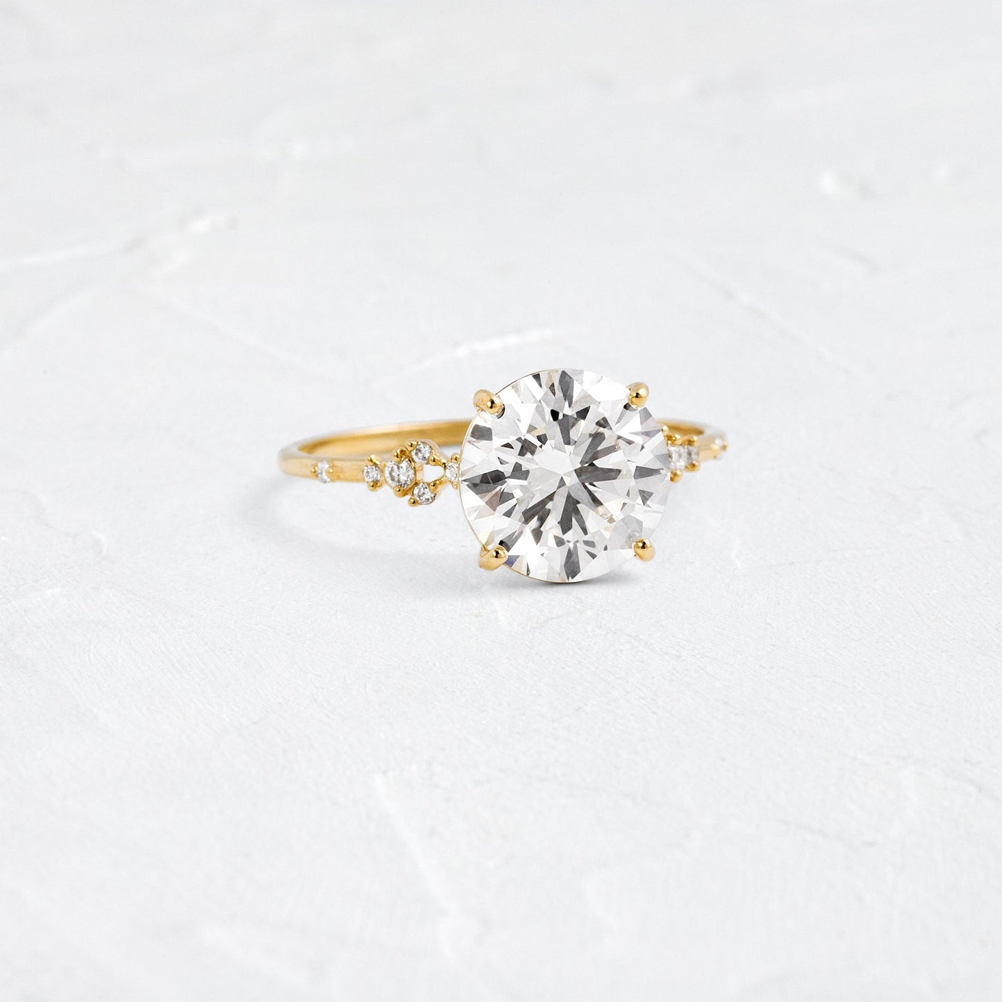 Cluster & Dainty Pave-Round Lab Grown Diamond Engagement Ring - Front view