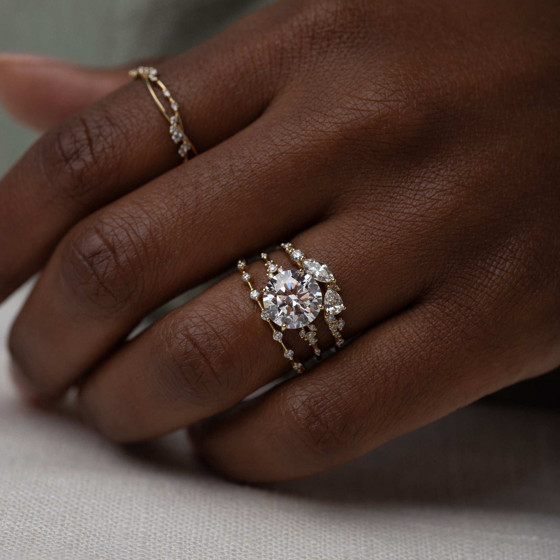 Cluster & Dainty Pave-Round Lab Grown Diamond Engagement Ring - Detail view