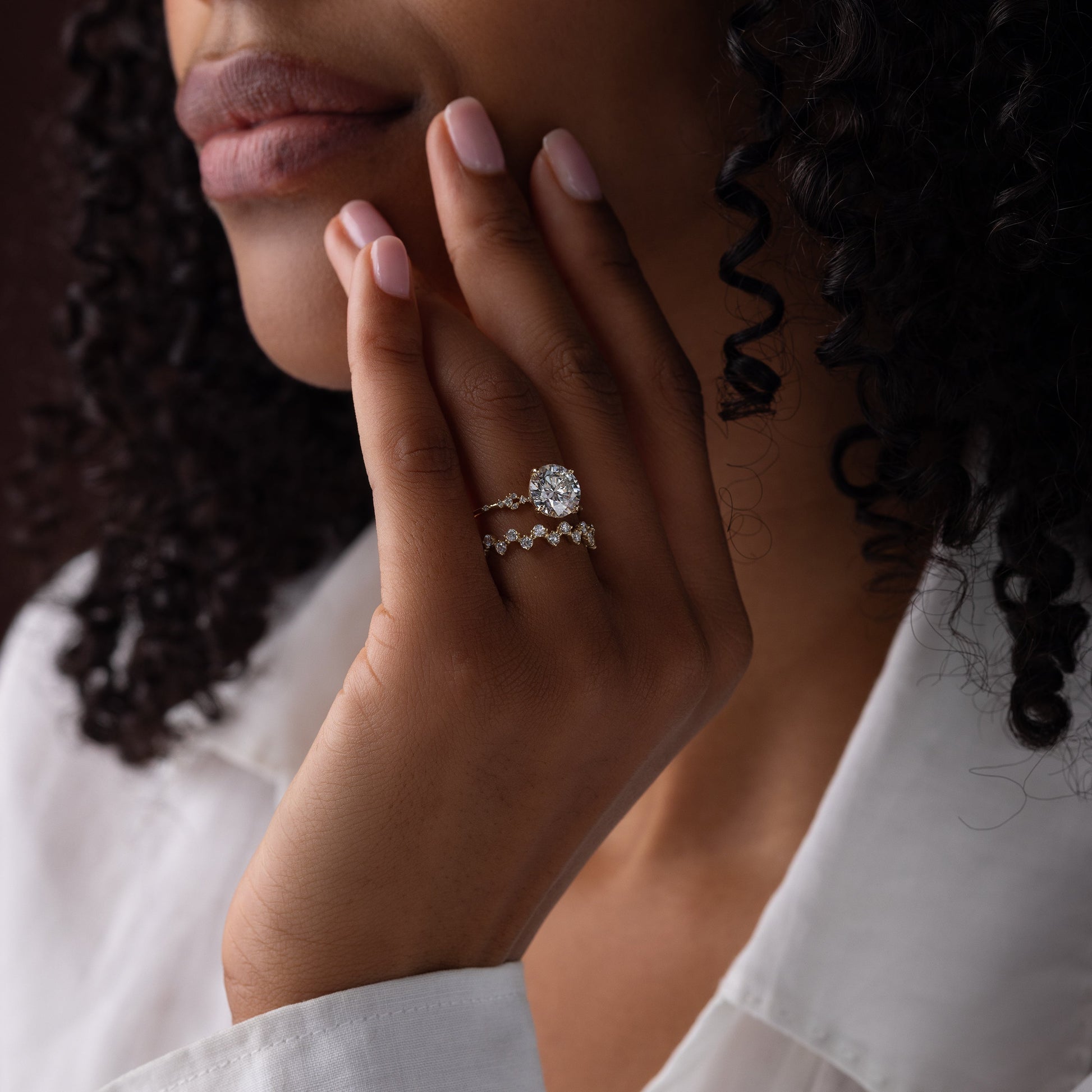 Cluster & Dainty Pave-Round Lab Grown Diamond Engagement Ring - Side view