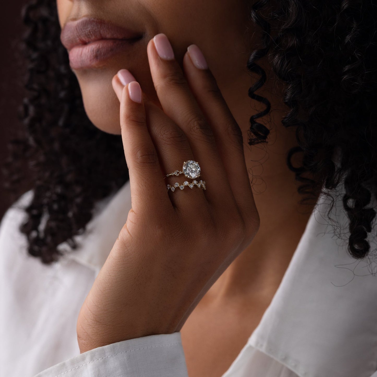 Cluster & Dainty Pave-Round Lab Grown Diamond Engagement Ring - Side view