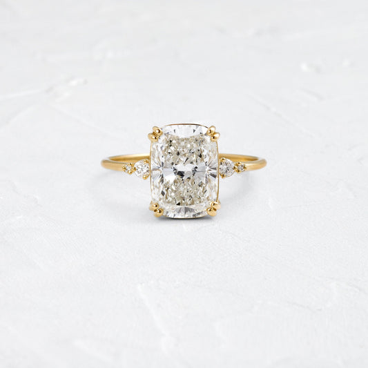 Cluster & Double Prong-Elongated Cushion Lab Grown Diamond Engagement Ring - Front view