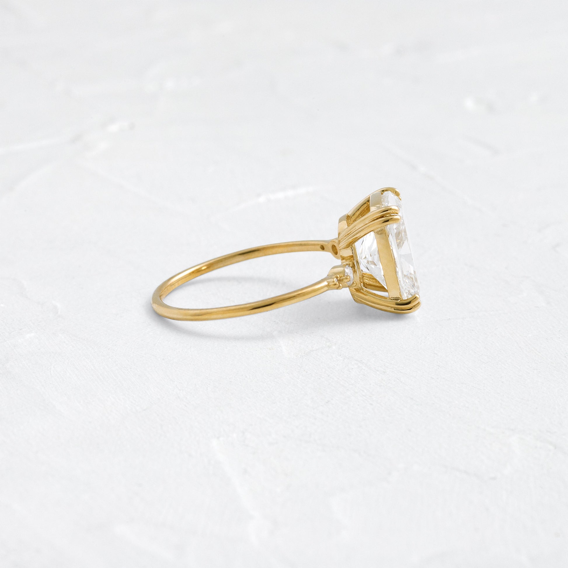 Cluster & Double Prong-Elongated Cushion Lab Grown Diamond Engagement Ring - Side view