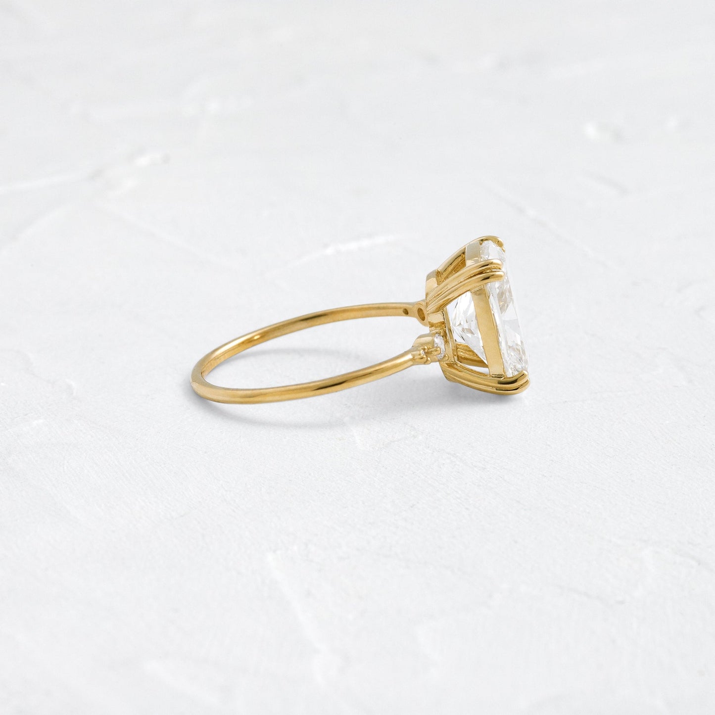 Cluster & Double Prong-Elongated Cushion Lab Grown Diamond Engagement Ring - Side view