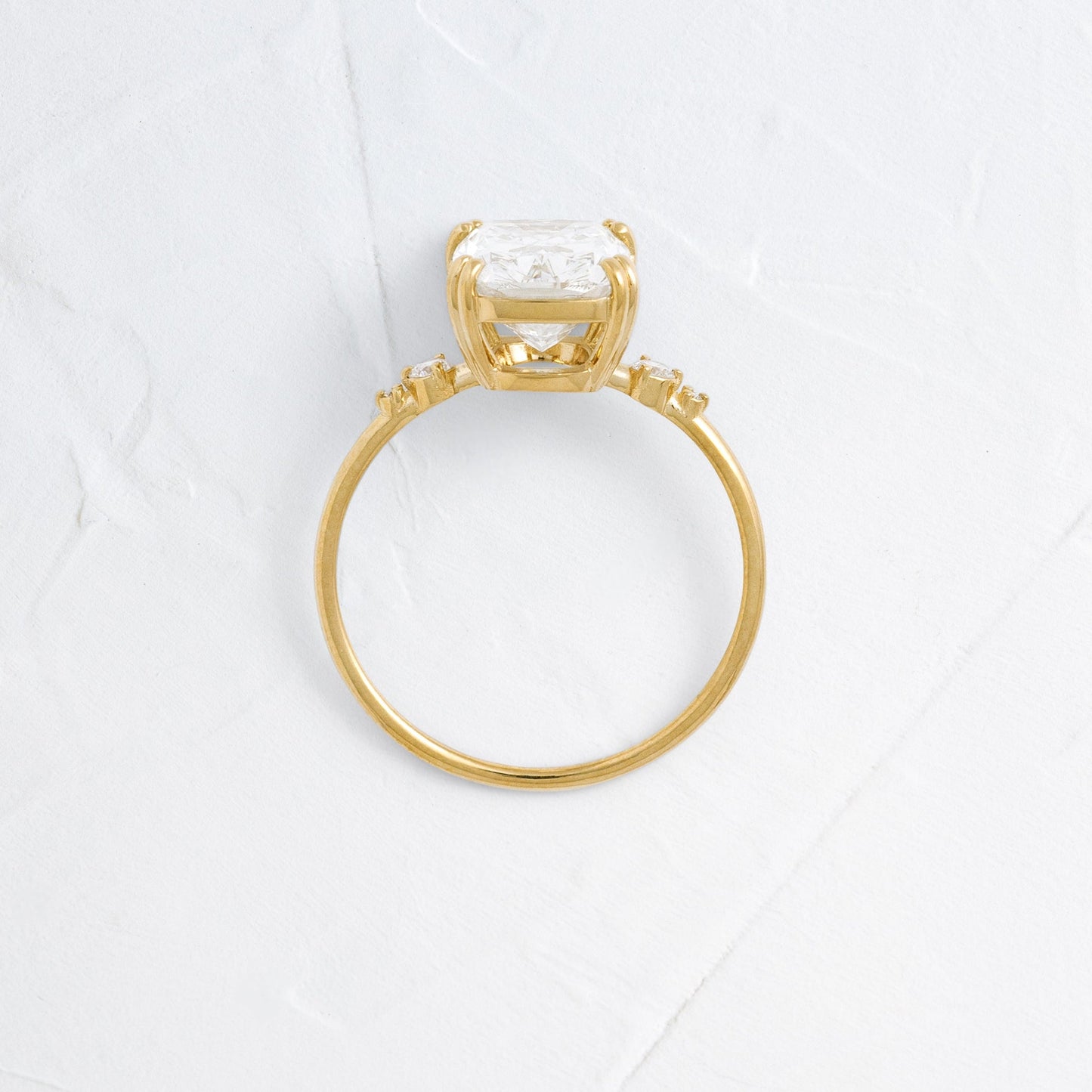 Cluster & Double Prong-Elongated Cushion Lab Grown Diamond Engagement Ring - Back view