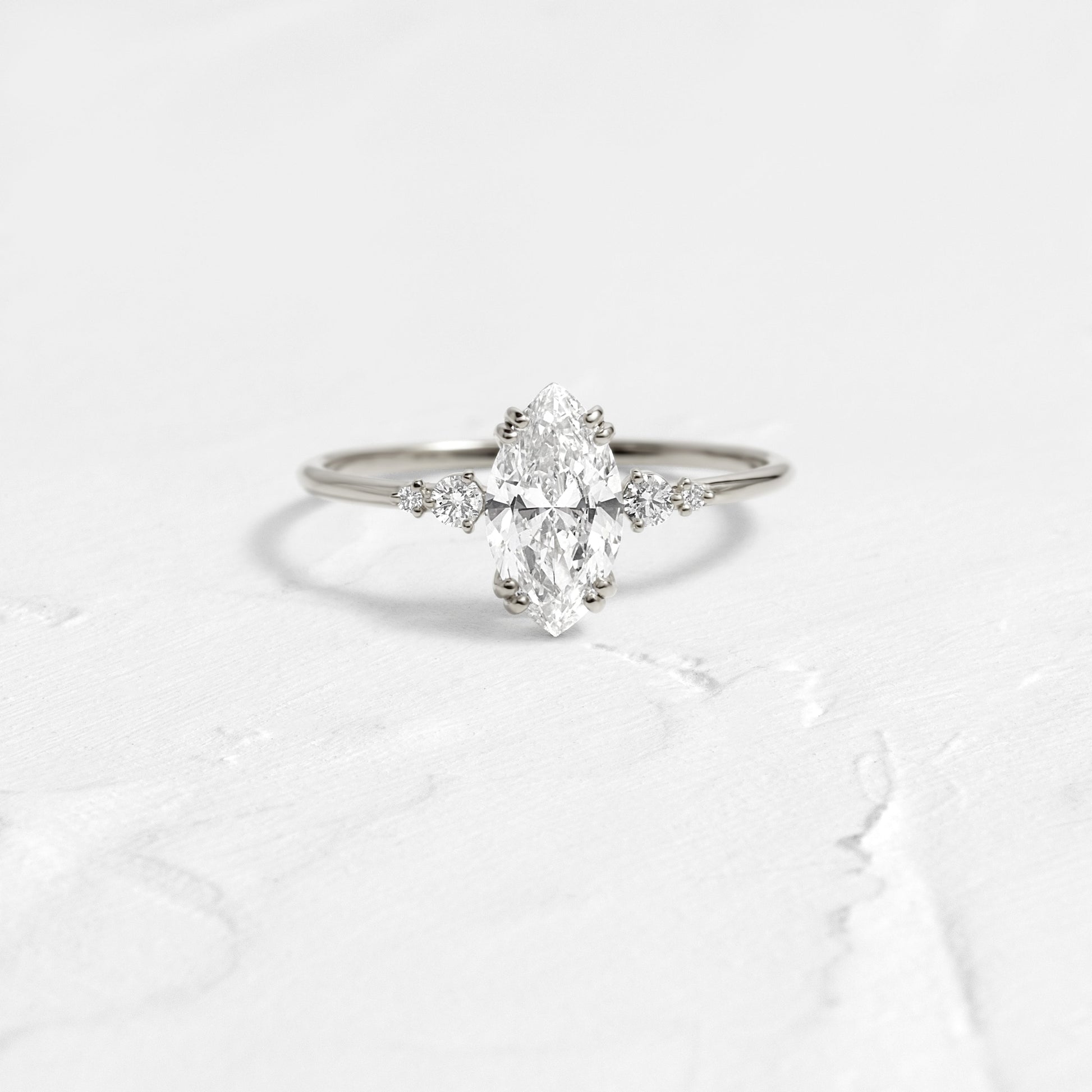 Cluster & Double Prong-Marquise Lab Grown Diamond Engagement Ring - Back view