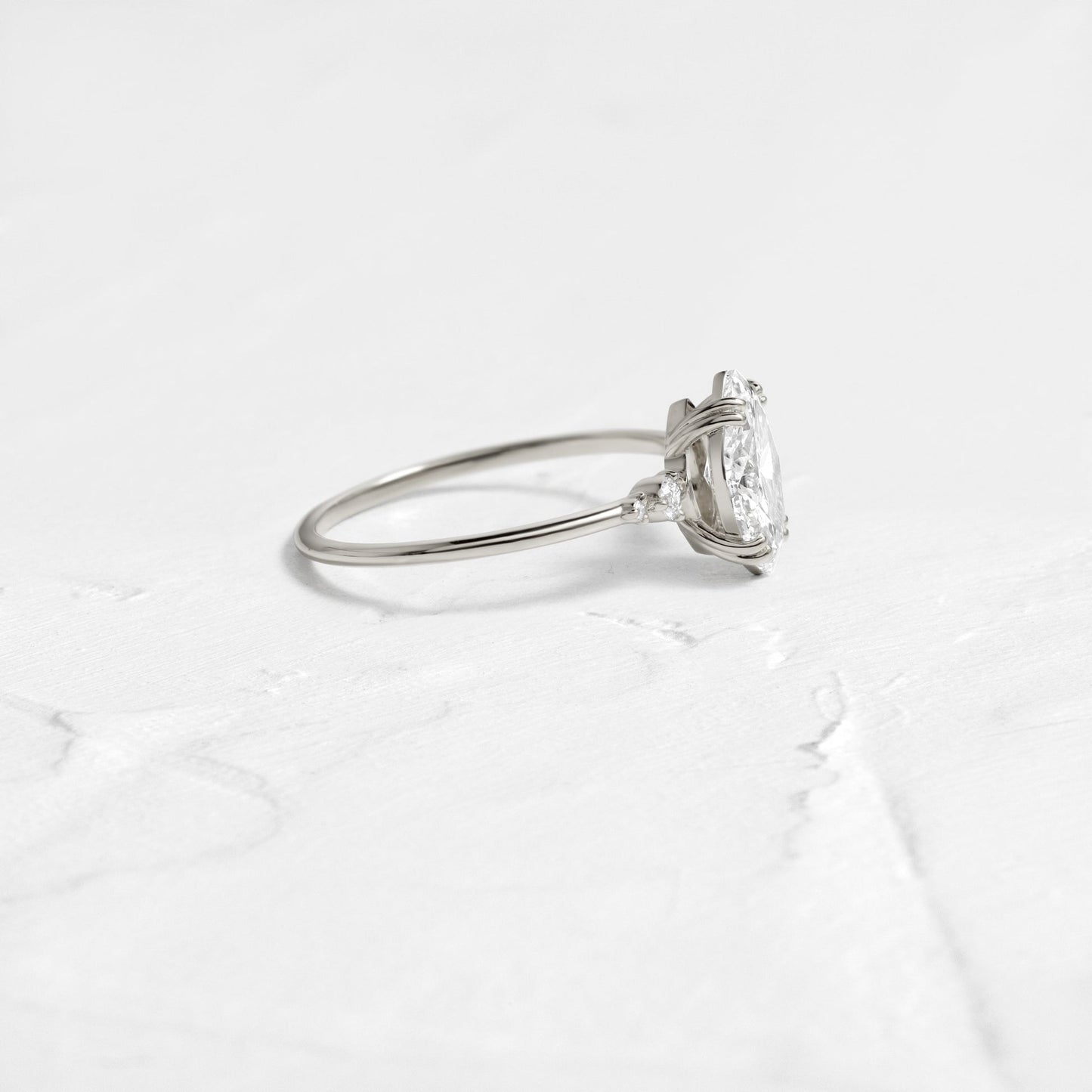 Cluster & Double Prong-Marquise Lab Grown Diamond Engagement Ring - On model