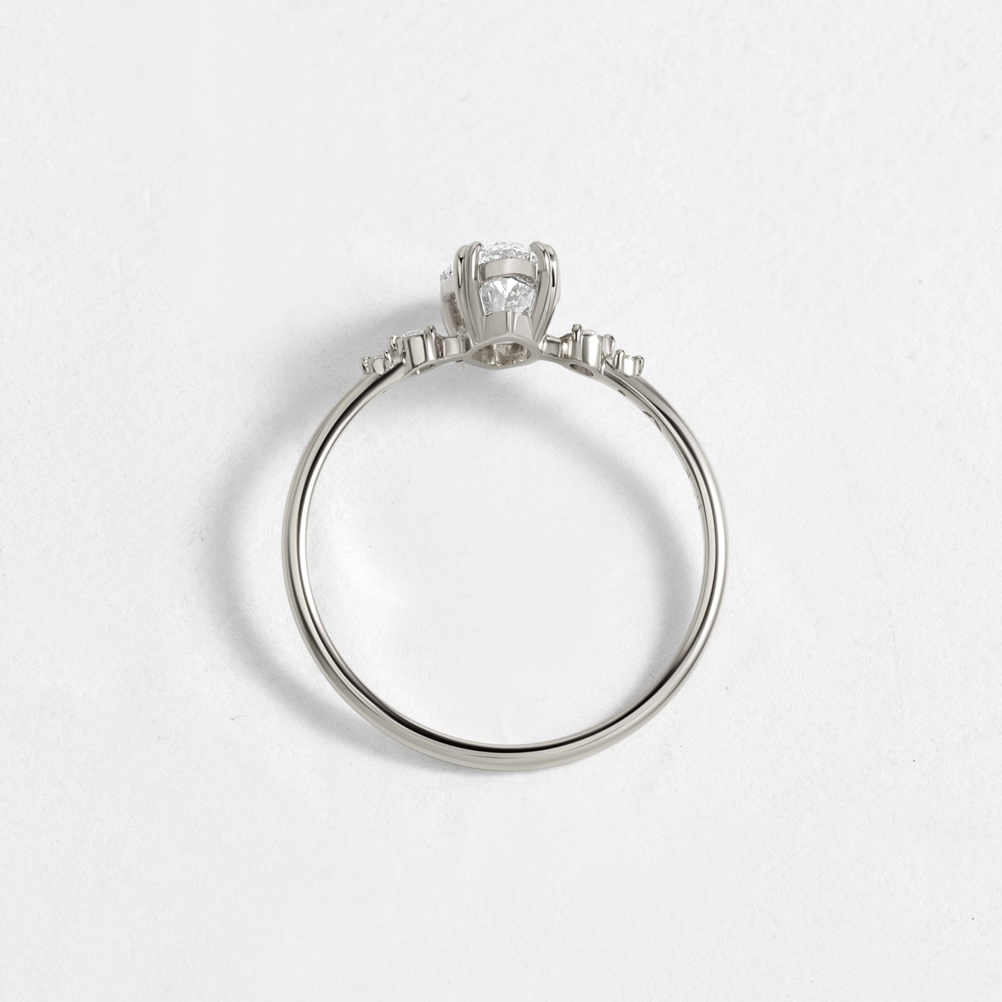 Cluster & Double Prong-Marquise Lab Grown Diamond Engagement Ring - Front view