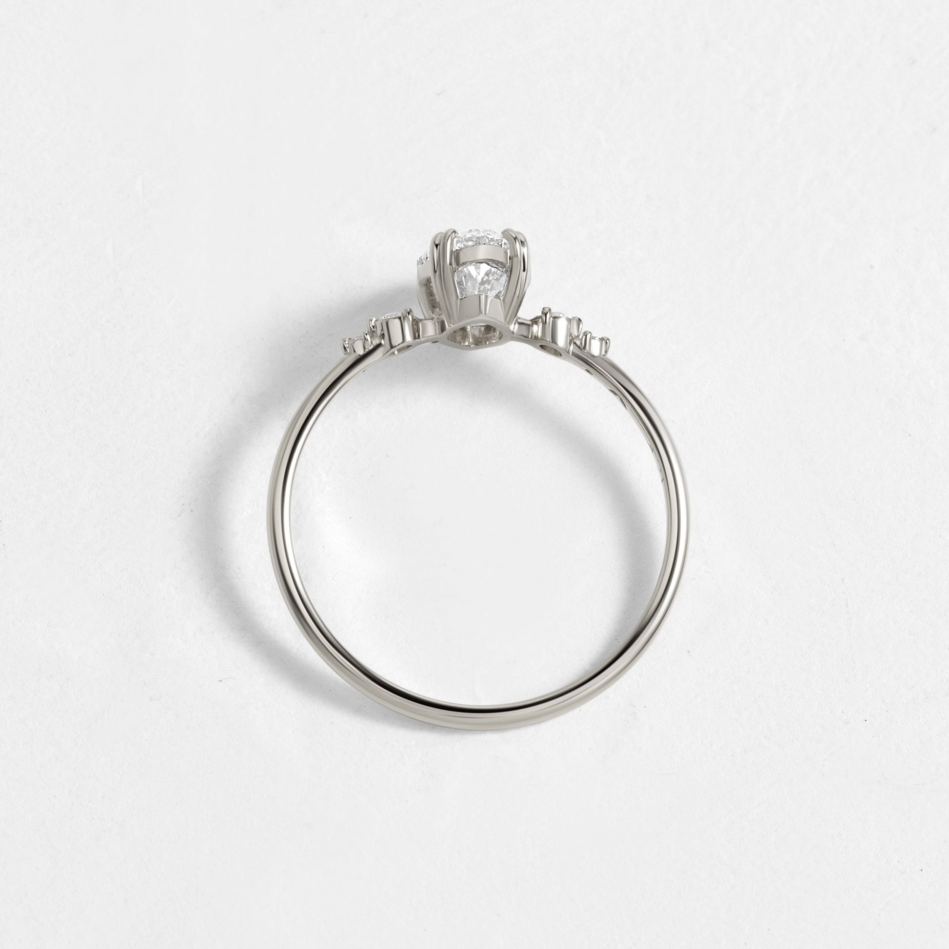 Cluster & Double Prong-Marquise Lab Grown Diamond Engagement Ring - Front view
