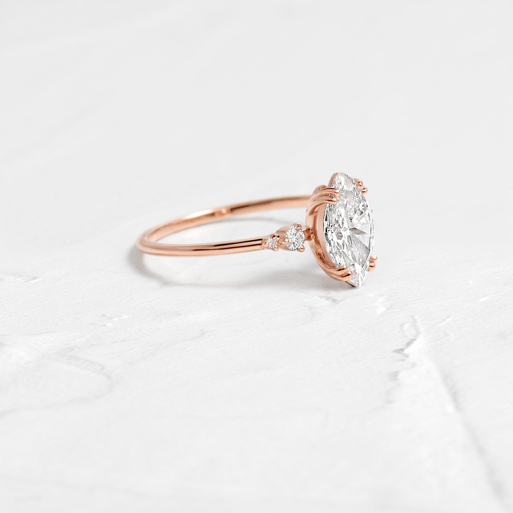 Cluster & Double Prong-Marquise Lab Grown Diamond Engagement Ring - Lifestyle