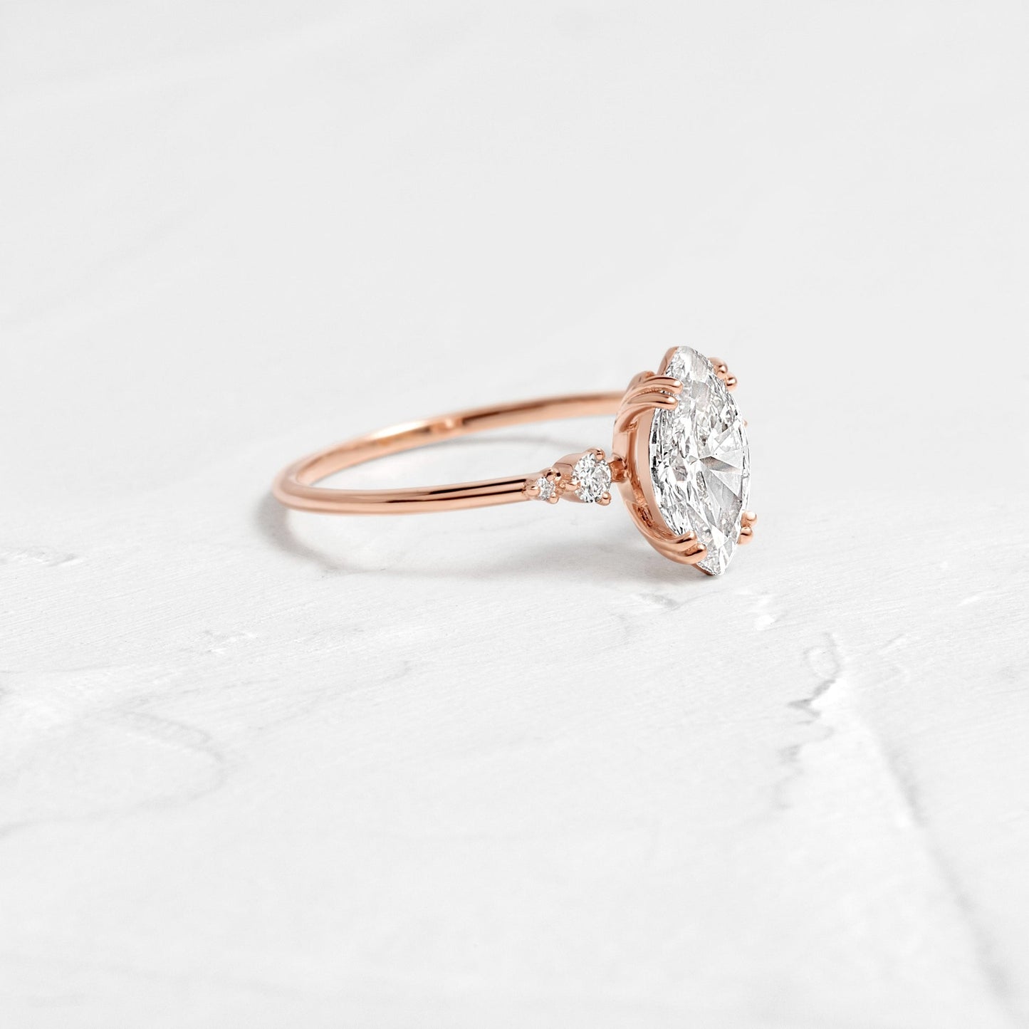 Cluster & Double Prong-Marquise Lab Grown Diamond Engagement Ring - Lifestyle
