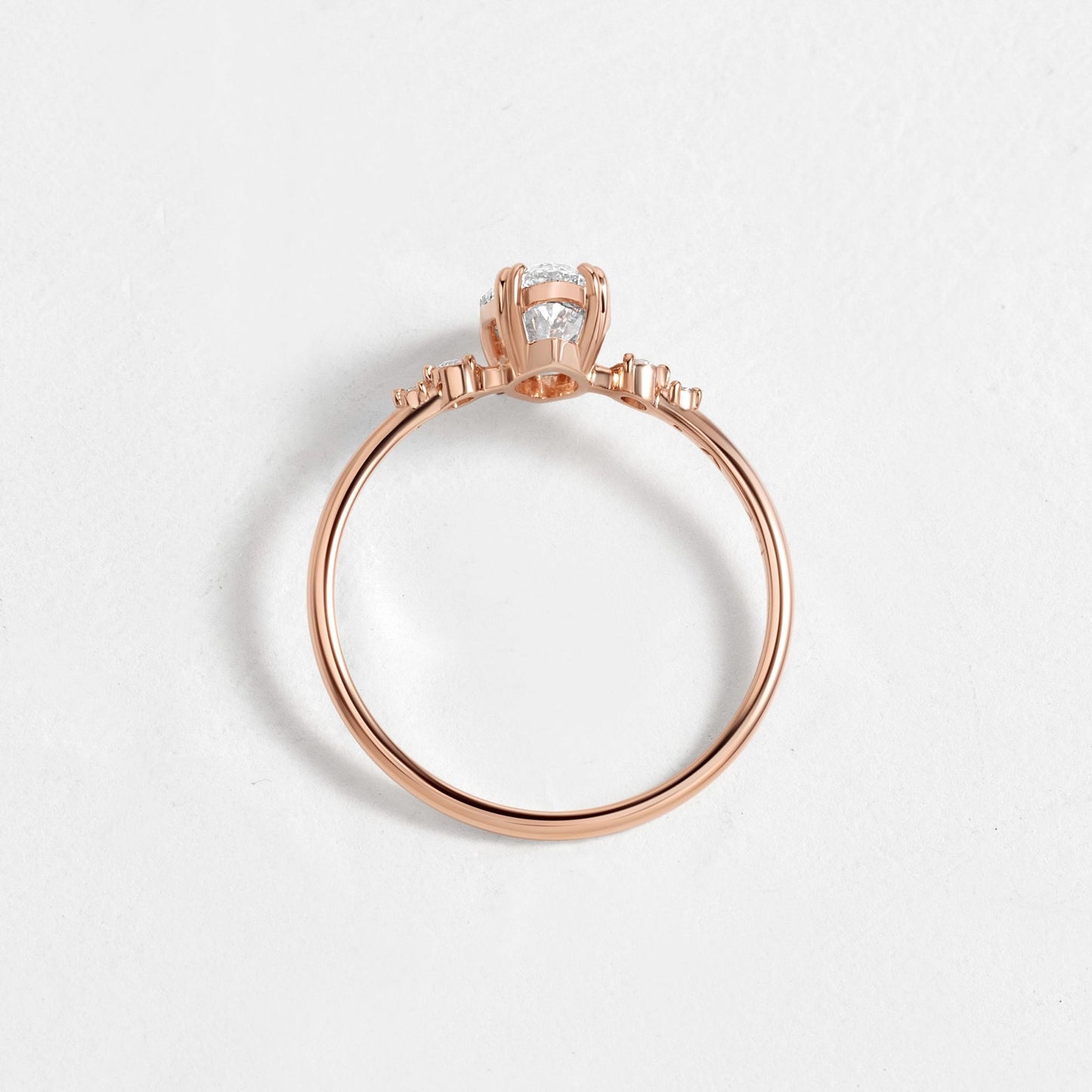 Cluster & Double Prong-Marquise Lab Grown Diamond Engagement Ring - Back view