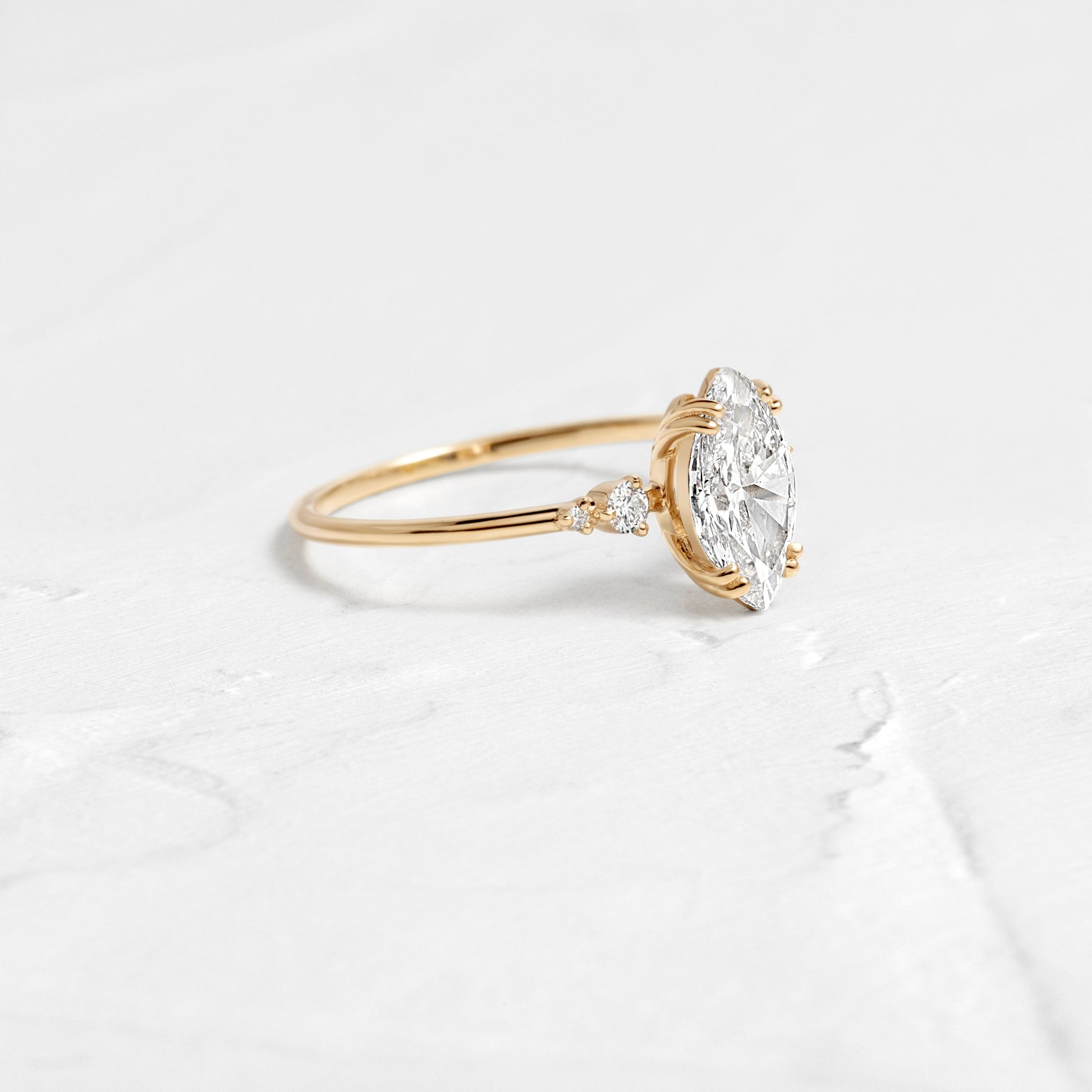 Cluster & Double Prong-Marquise Lab Grown Diamond Engagement Ring - Front view