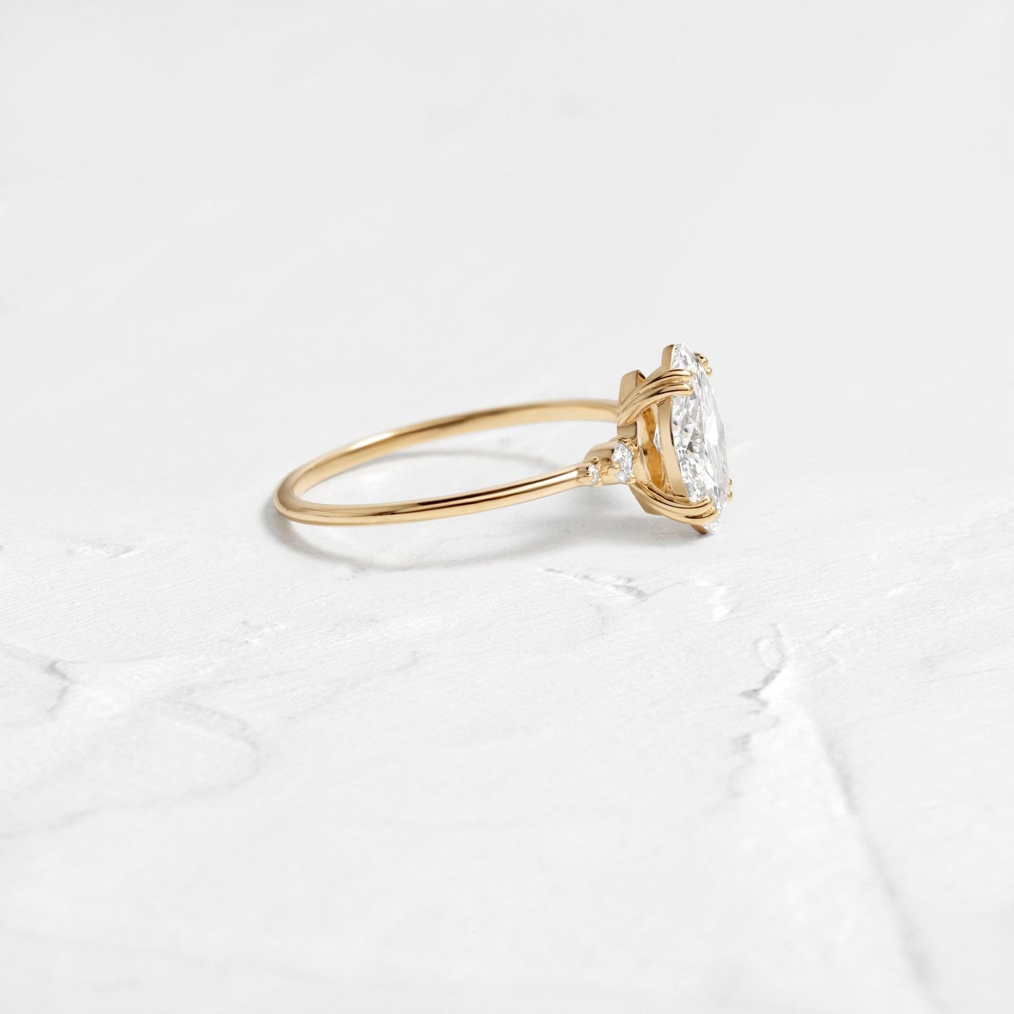 Cluster & Double Prong-Marquise Lab Grown Diamond Engagement Ring - Back view