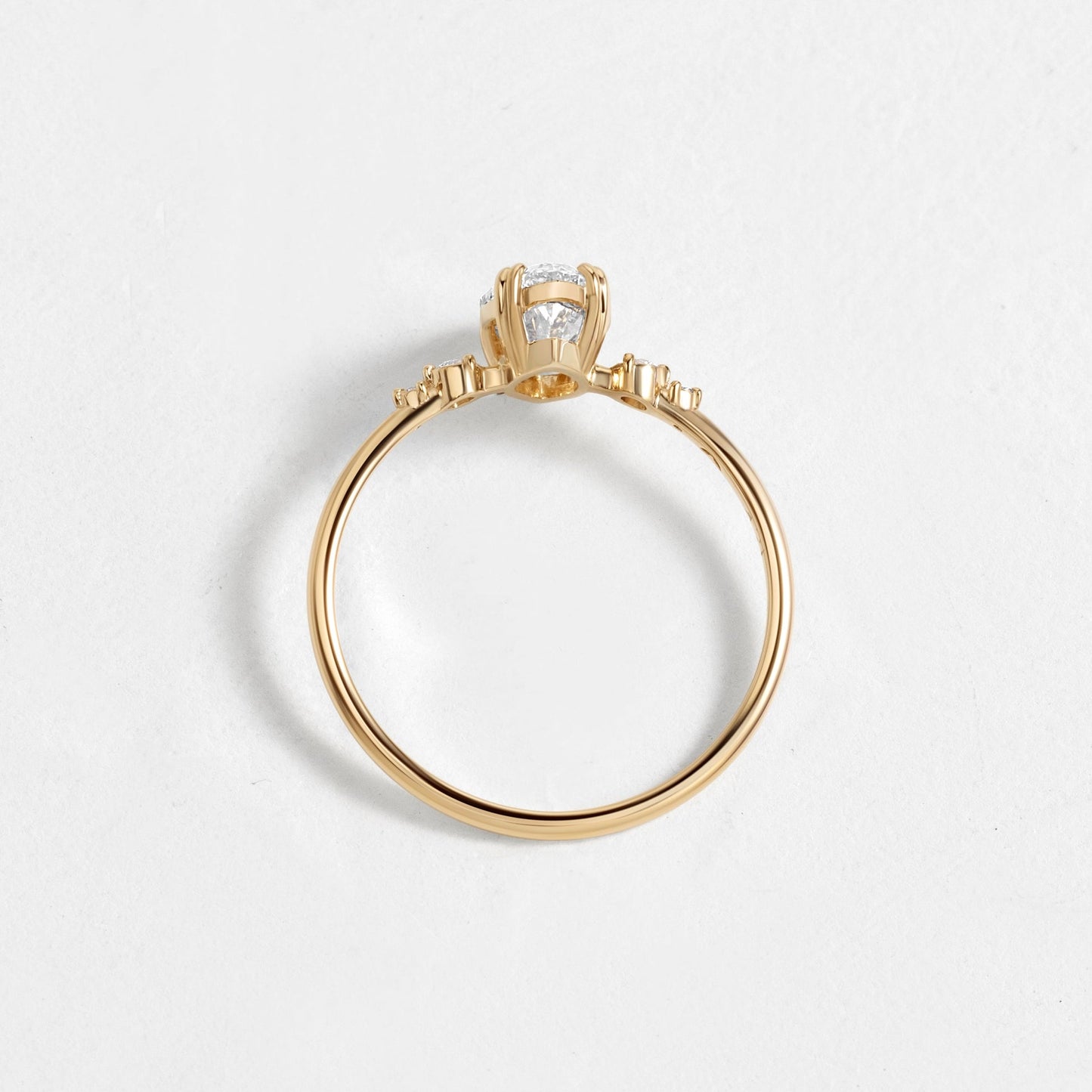 Cluster & Double Prong-Marquise Lab Grown Diamond Engagement Ring - Detail view