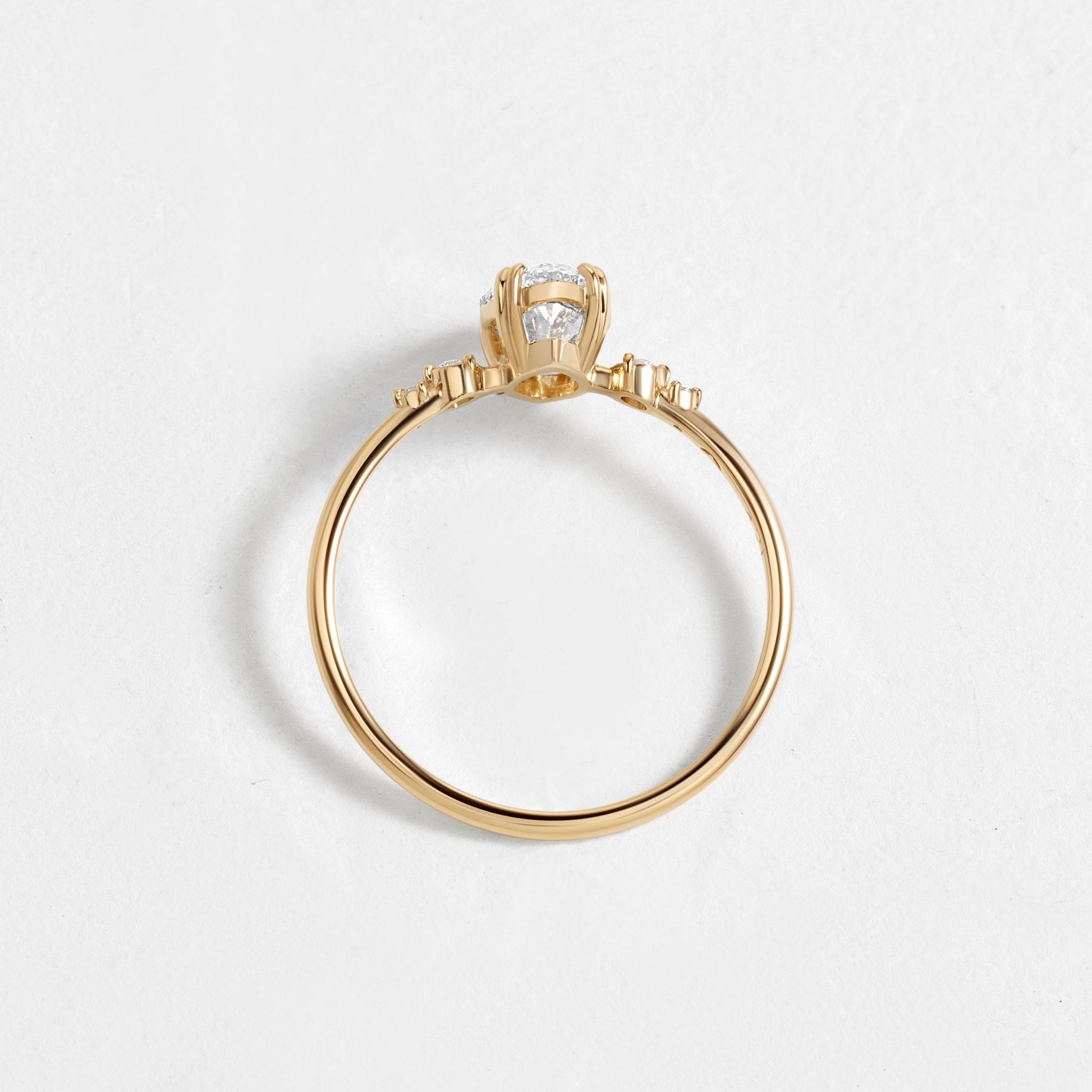 Cluster & Double Prong-Marquise Lab Grown Diamond Engagement Ring - Detail view