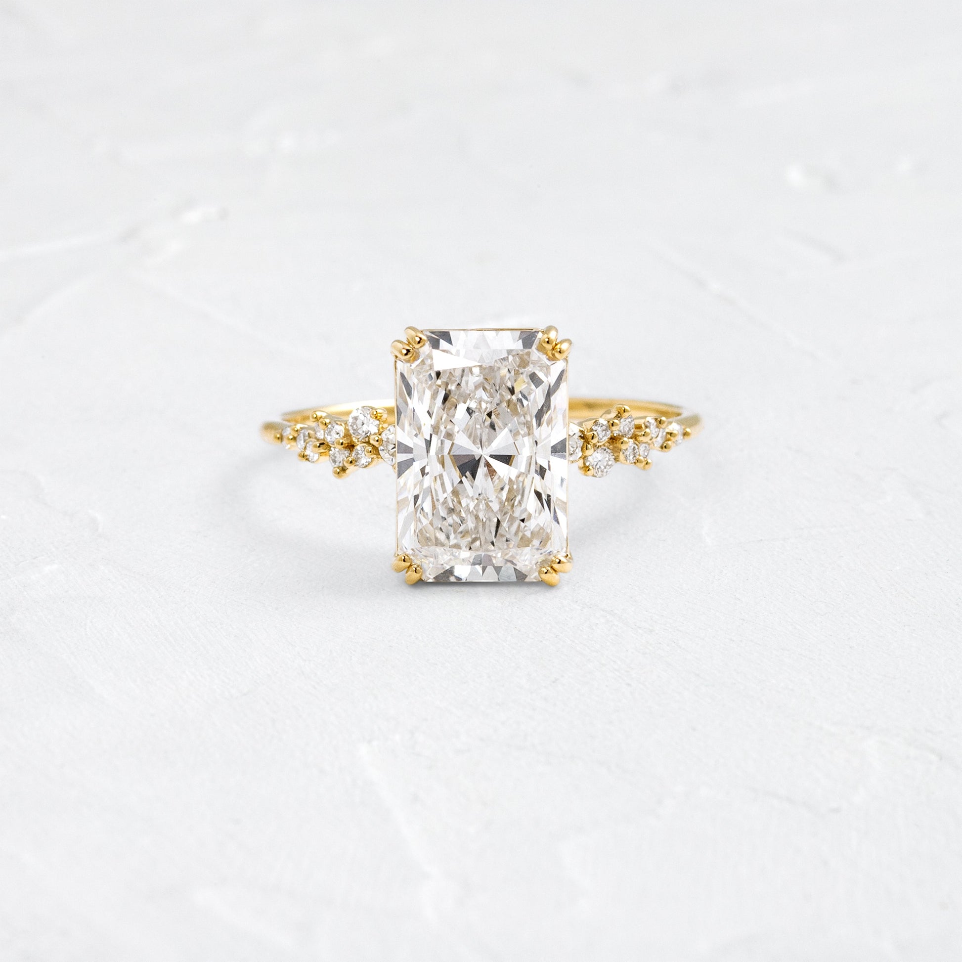 Cluster & Double Prong-Radiant Lab Grown Diamond Engagement Ring - Front view