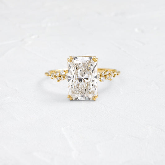 Cluster & Double Prong-Radiant Lab Grown Diamond Engagement Ring - Front view