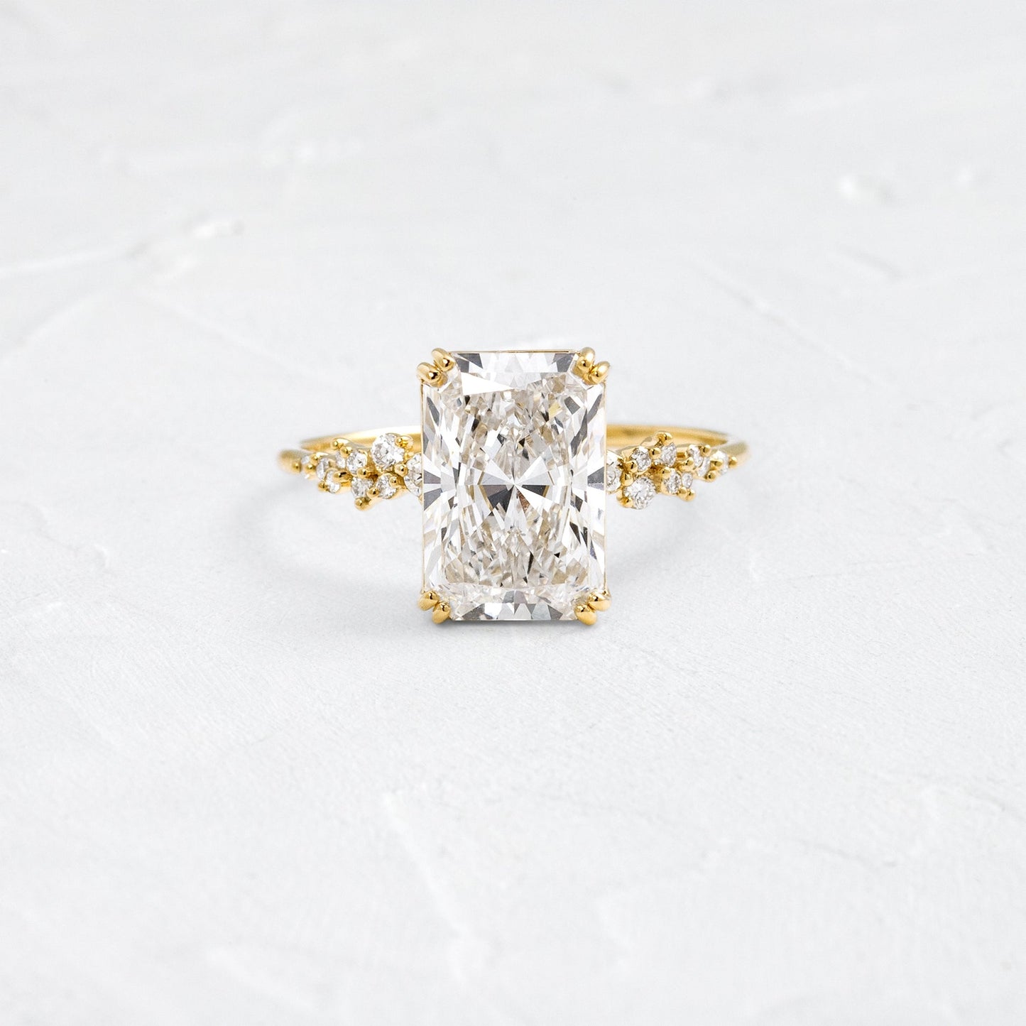 Cluster & Double Prong-Radiant Lab Grown Diamond Engagement Ring - Front view