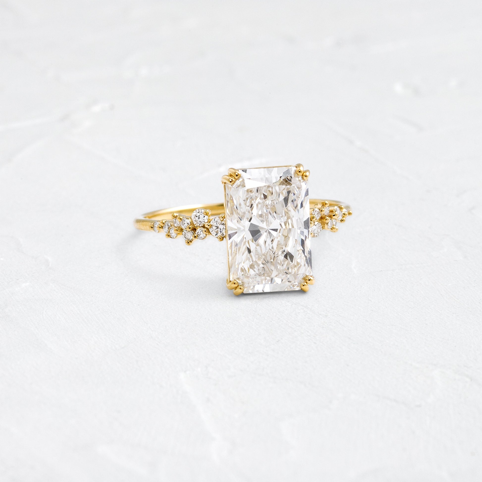 Cluster & Double Prong-Radiant Lab Grown Diamond Engagement Ring - Front view