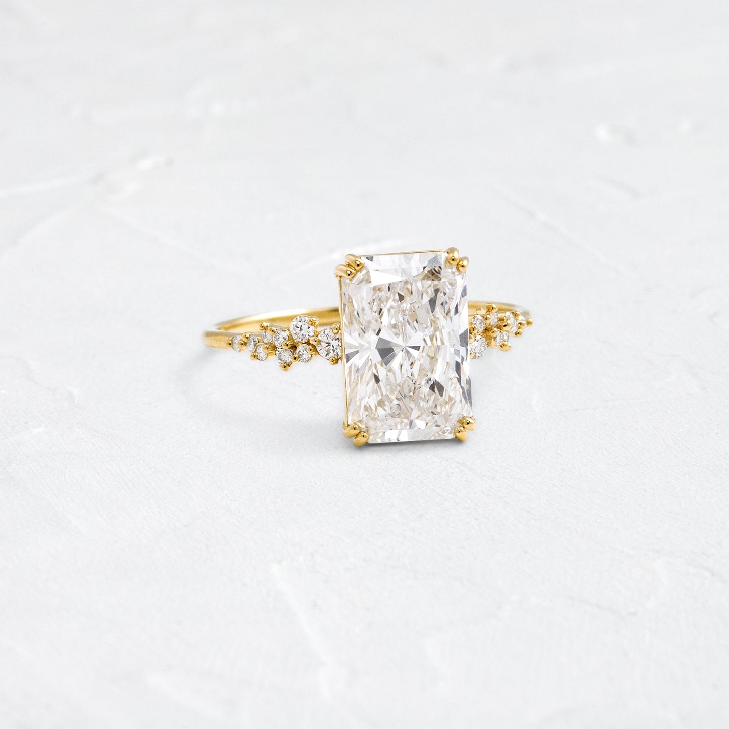 Cluster & Double Prong-Radiant Lab Grown Diamond Engagement Ring - Front view