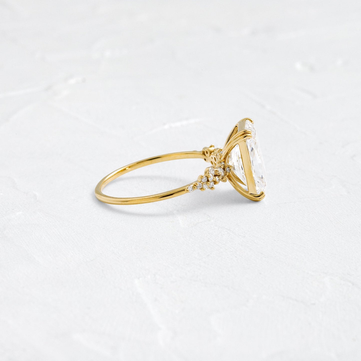 Cluster & Double Prong-Radiant Lab Grown Diamond Engagement Ring - Side view