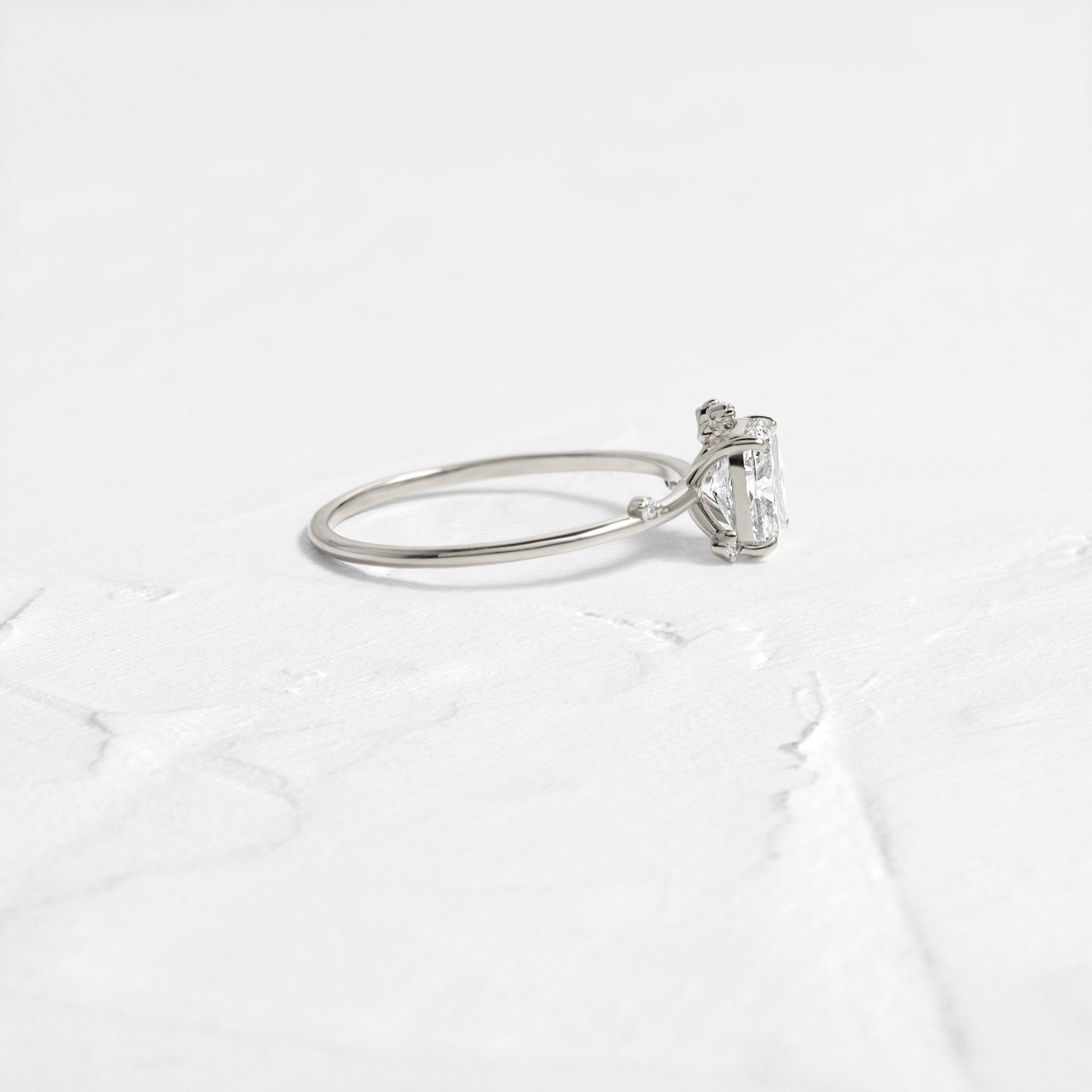 Cluster-Elongated Cushion Lab Grown Diamond Engagement Ring - Back view
