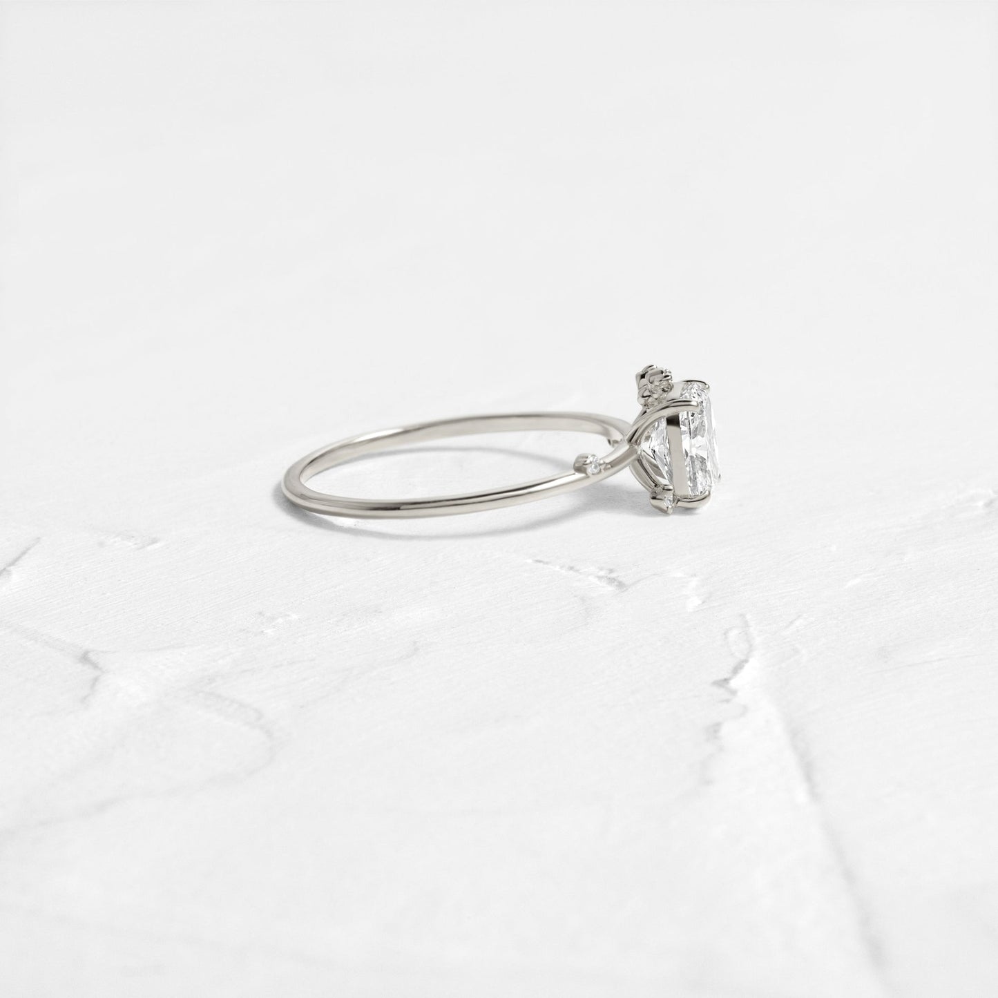 Cluster-Elongated Cushion Lab Grown Diamond Engagement Ring - Back view
