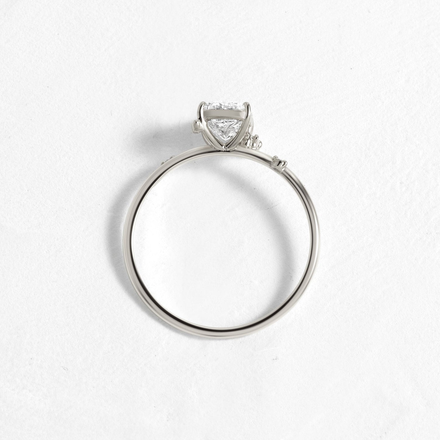 Cluster-Elongated Cushion Lab Grown Diamond Engagement Ring - Detail view