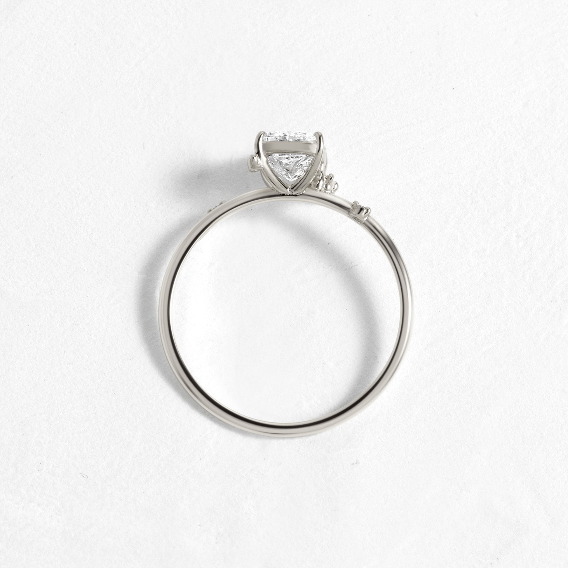 Cluster-Elongated Cushion Lab Grown Diamond Engagement Ring - Detail view