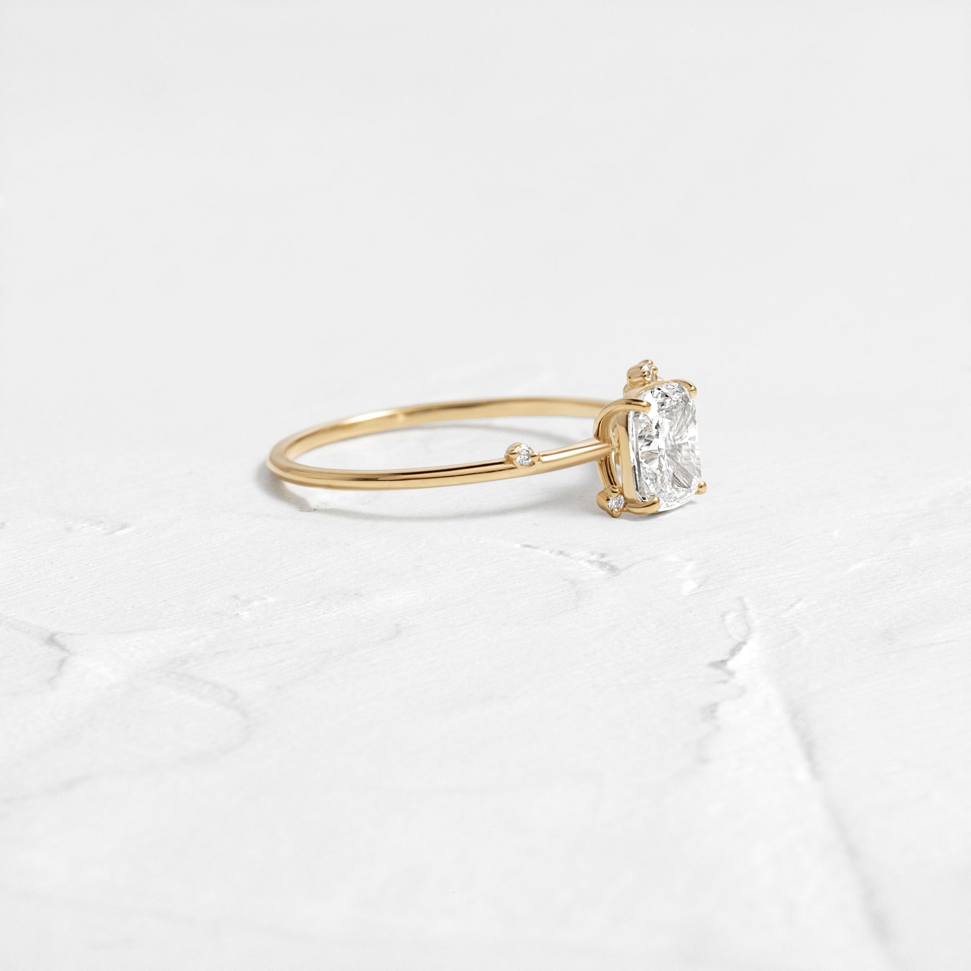 Cluster-Elongated Cushion Lab Grown Diamond Engagement Ring - Front view