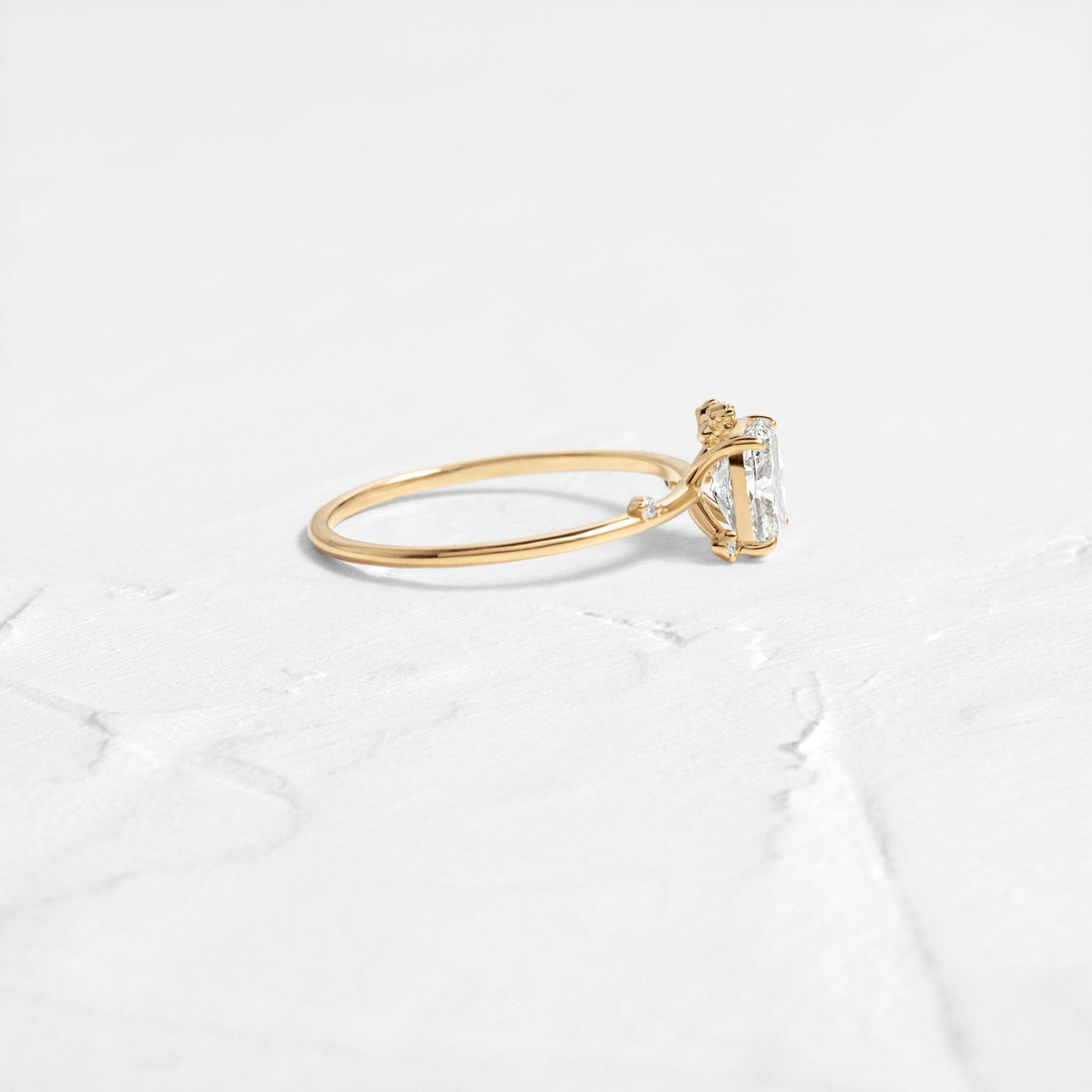 Cluster-Elongated Cushion Lab Grown Diamond Engagement Ring - Side view