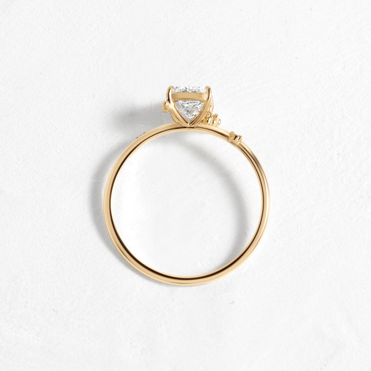 Cluster-Elongated Cushion Lab Grown Diamond Engagement Ring - Back view