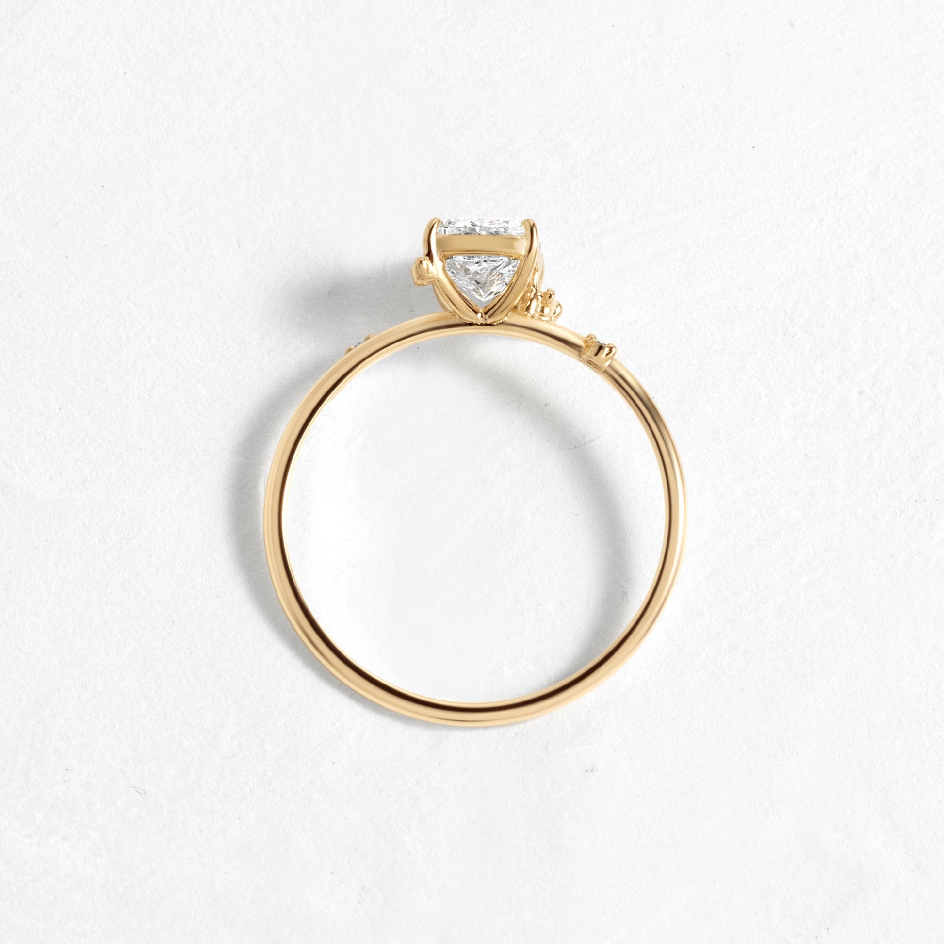 Cluster-Elongated Cushion Lab Grown Diamond Engagement Ring - Back view