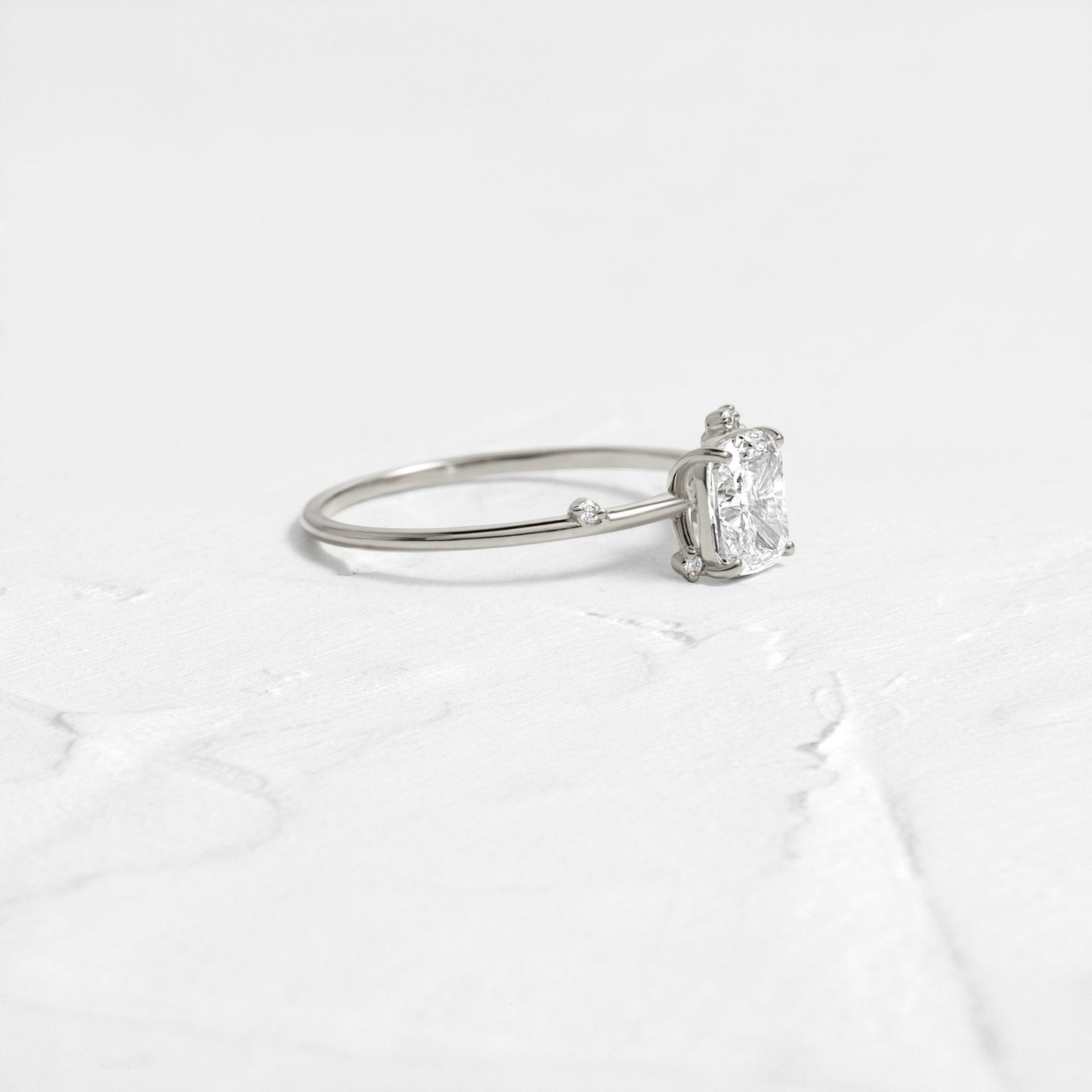 Cluster-Elongated Cushion Lab Grown Diamond Engagement Ring - Side view
